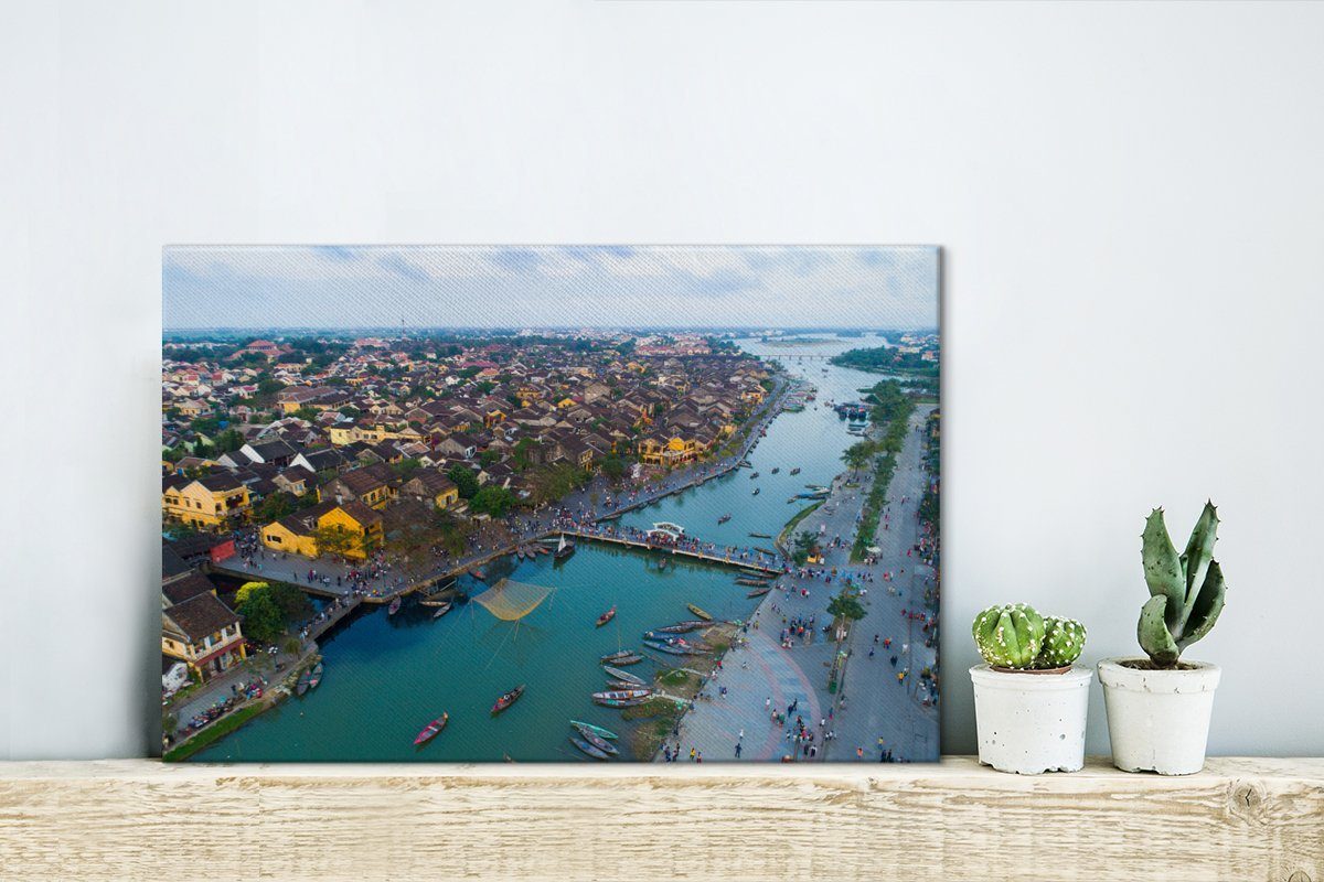 OneMillionCanvasses® Leinwandbild Luftaufnahme An (1 in Aufhängefertig, St), von 30x20 cm der Altstadt Leinwandbilder, Vietnam, Hoi Wanddeko, Wandbild