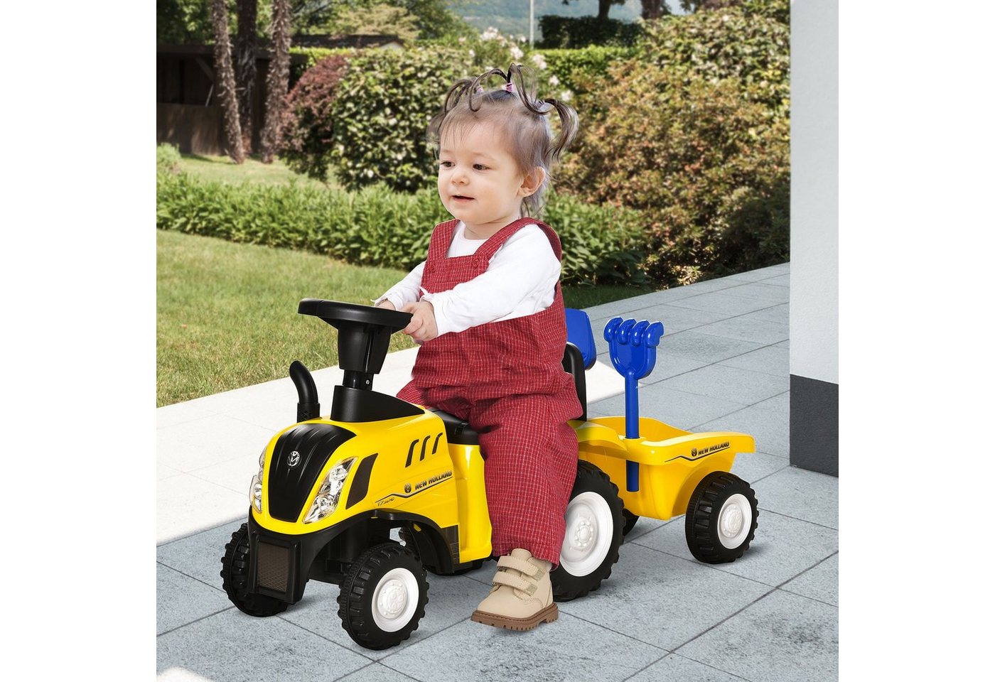 HOMCOM Rutscher Kinderrutscherfahrzeug mit Hupe, (Kinderauto, 1-tlg., Kinder Rutschauto), Kunststoff Metall Blau 91 x 29 x 44 cm