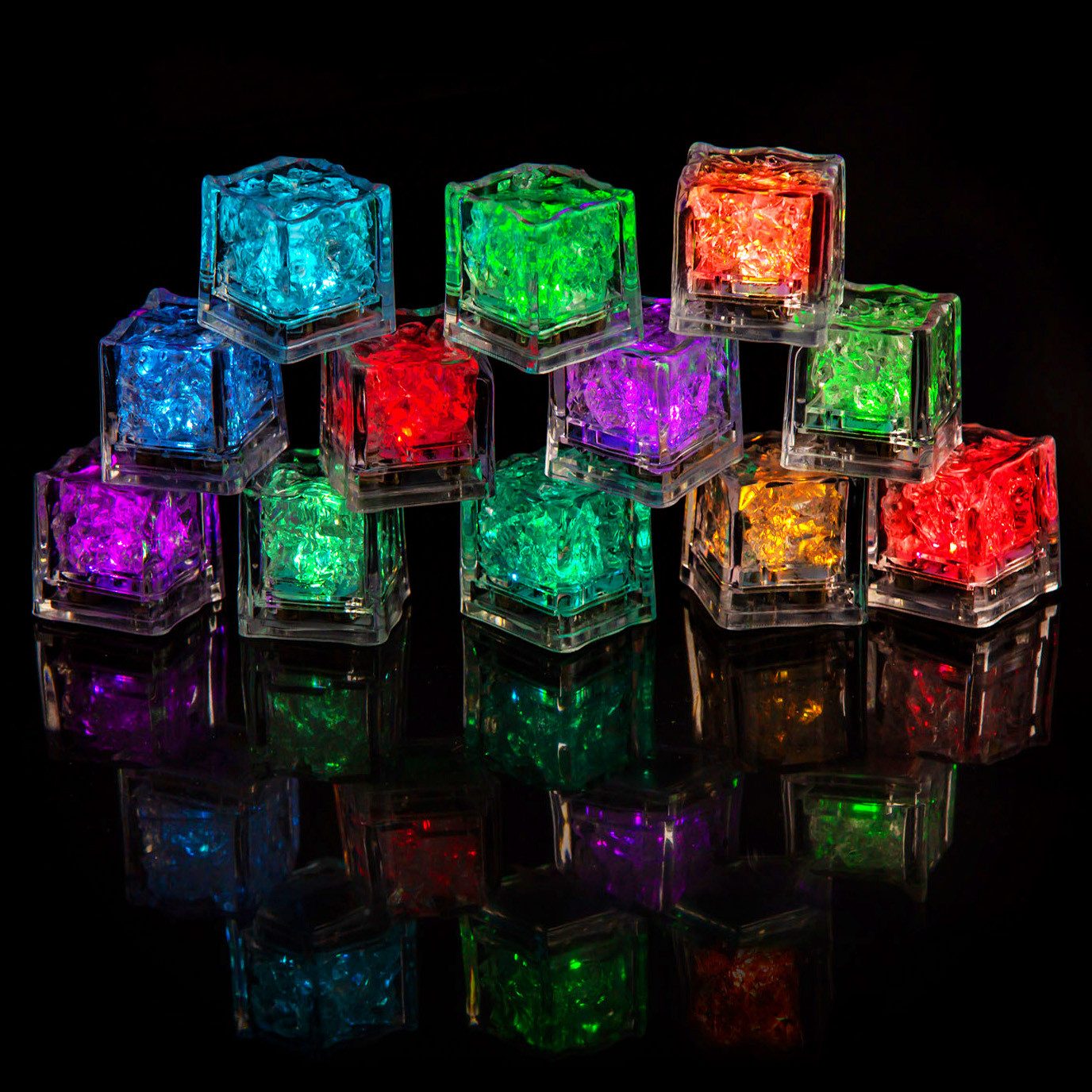 Lichtwürfel 12x LED Eiswürfel Leuchtend, blinkend, wasserdicht, Farbwechsel Deko