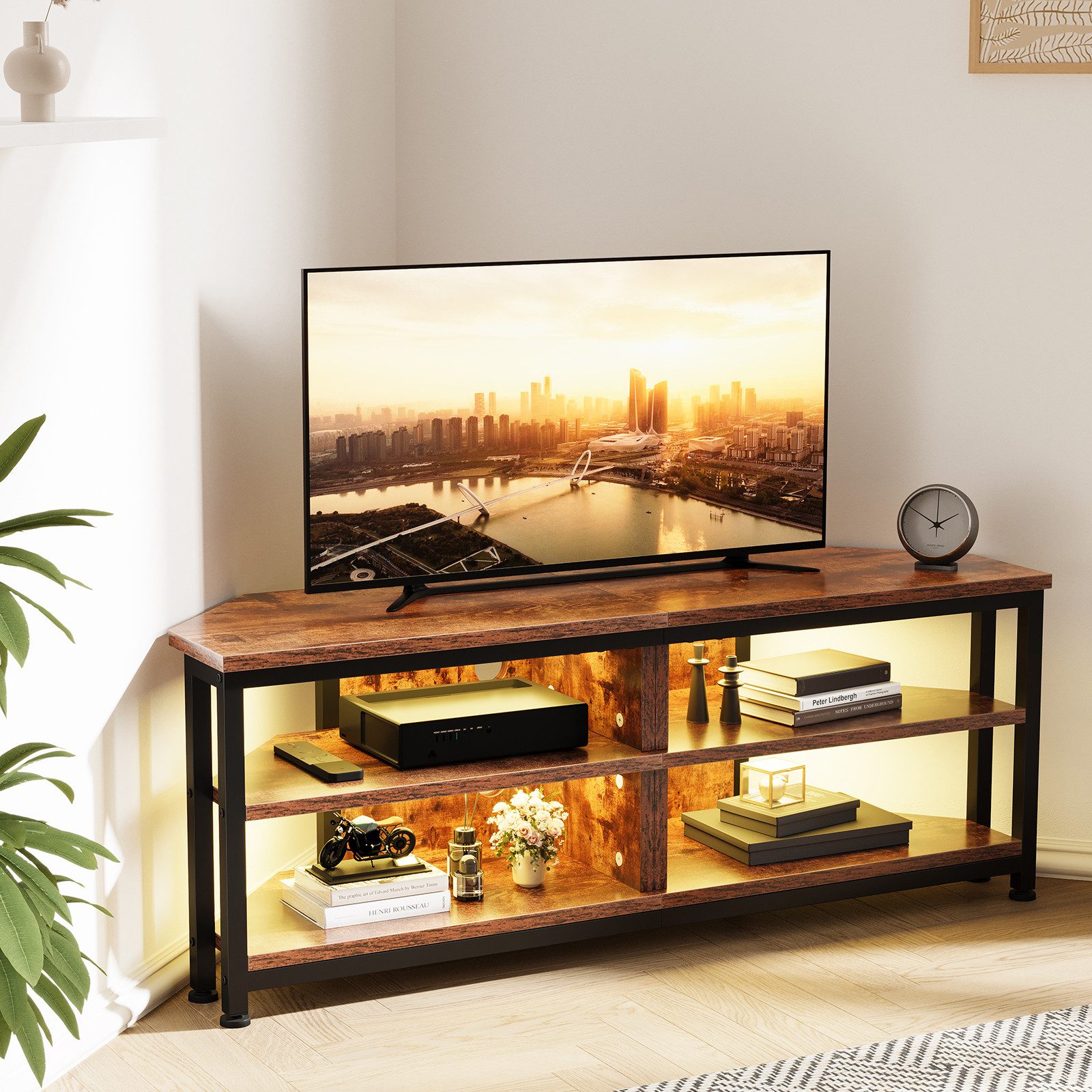 Dripex Lowboard TV Eckschrank Eckkommode Schrank mit LED Beleuchtung, Breit günstig online kaufen