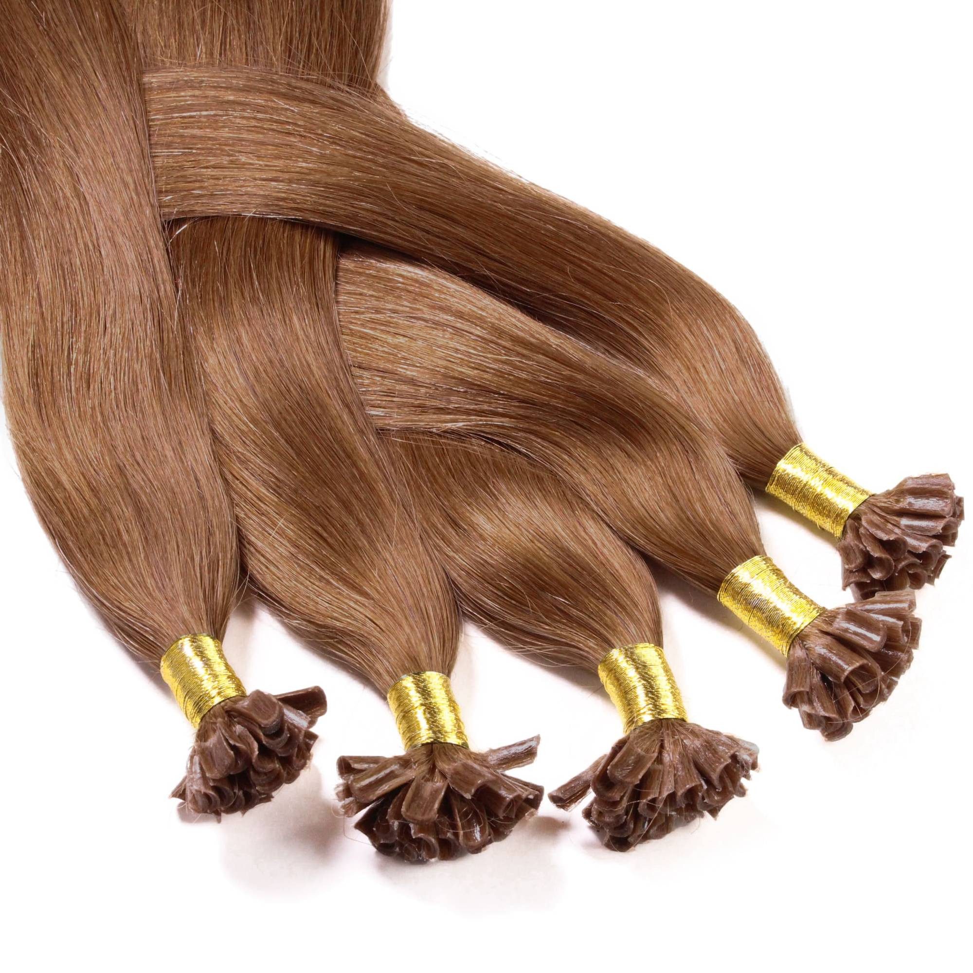 hair2heart Echthaar-Extension Bonding Extensions - glatt #55/66 Hellbraun Violett 0.5g 30cm