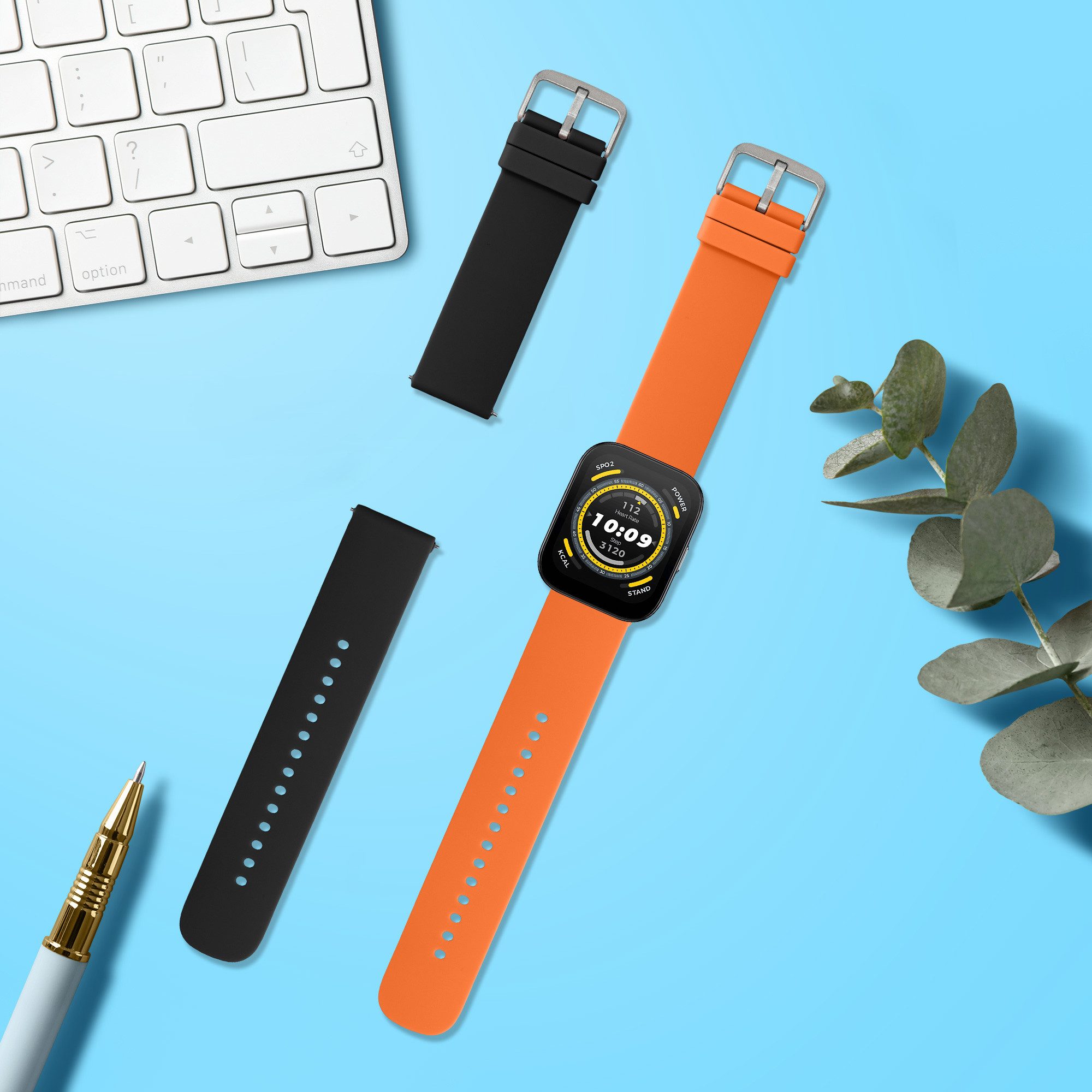 kwmobile 2x Uhrenarmband für Huami 22mm Amazfit Bip 6 / Bip 5 Unity / Bip 5 / Smartwatch, 2-tlg., Fitnesstracker Band Set aus TPU Silikon - Ersatzarmband Smartwatch