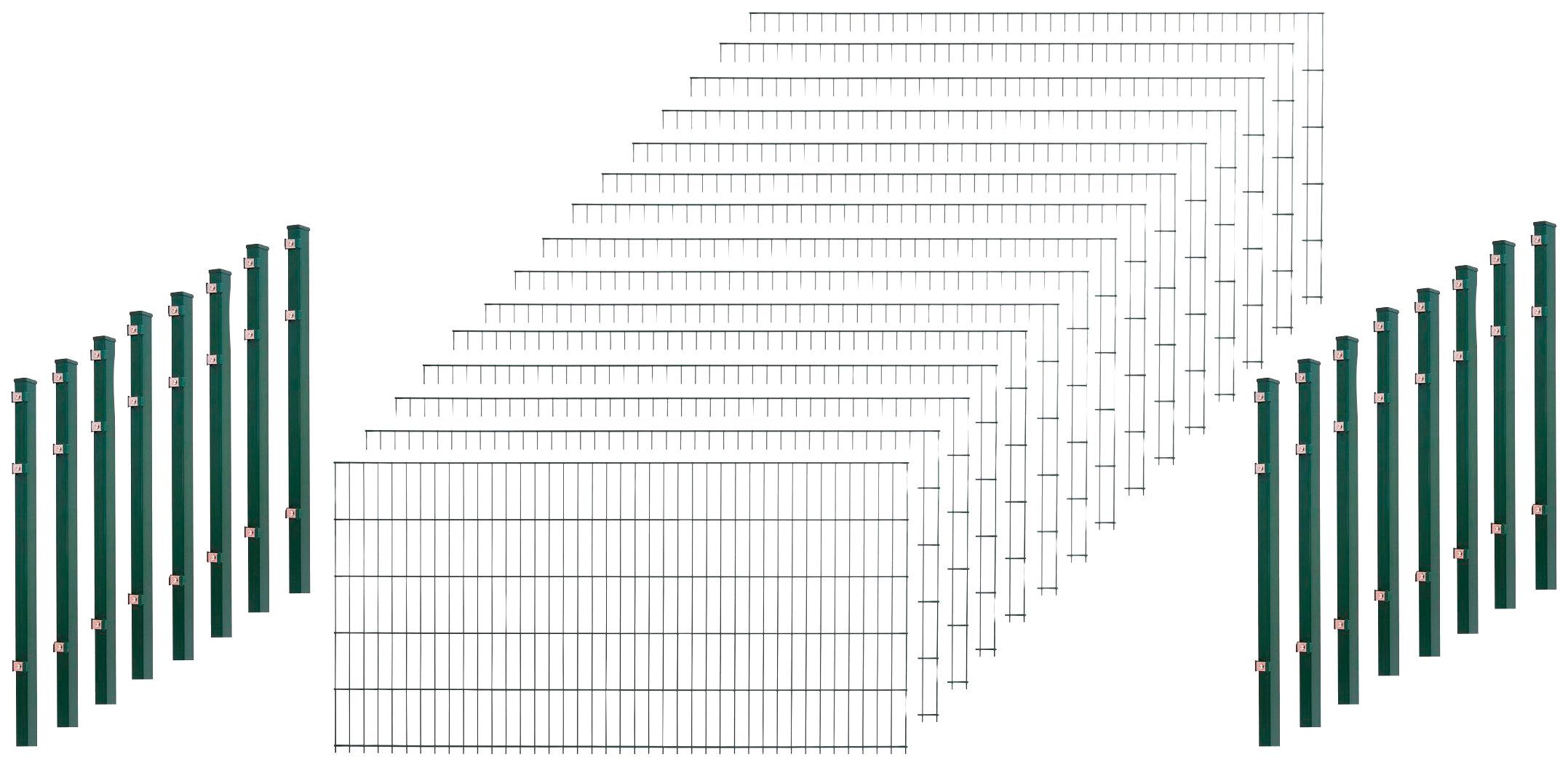 Peddy Shield Doppelstabmattenzaun, (Set), 103 cm hoch, 15 Matten für 30 m Zaun, mit 16 Pfosten