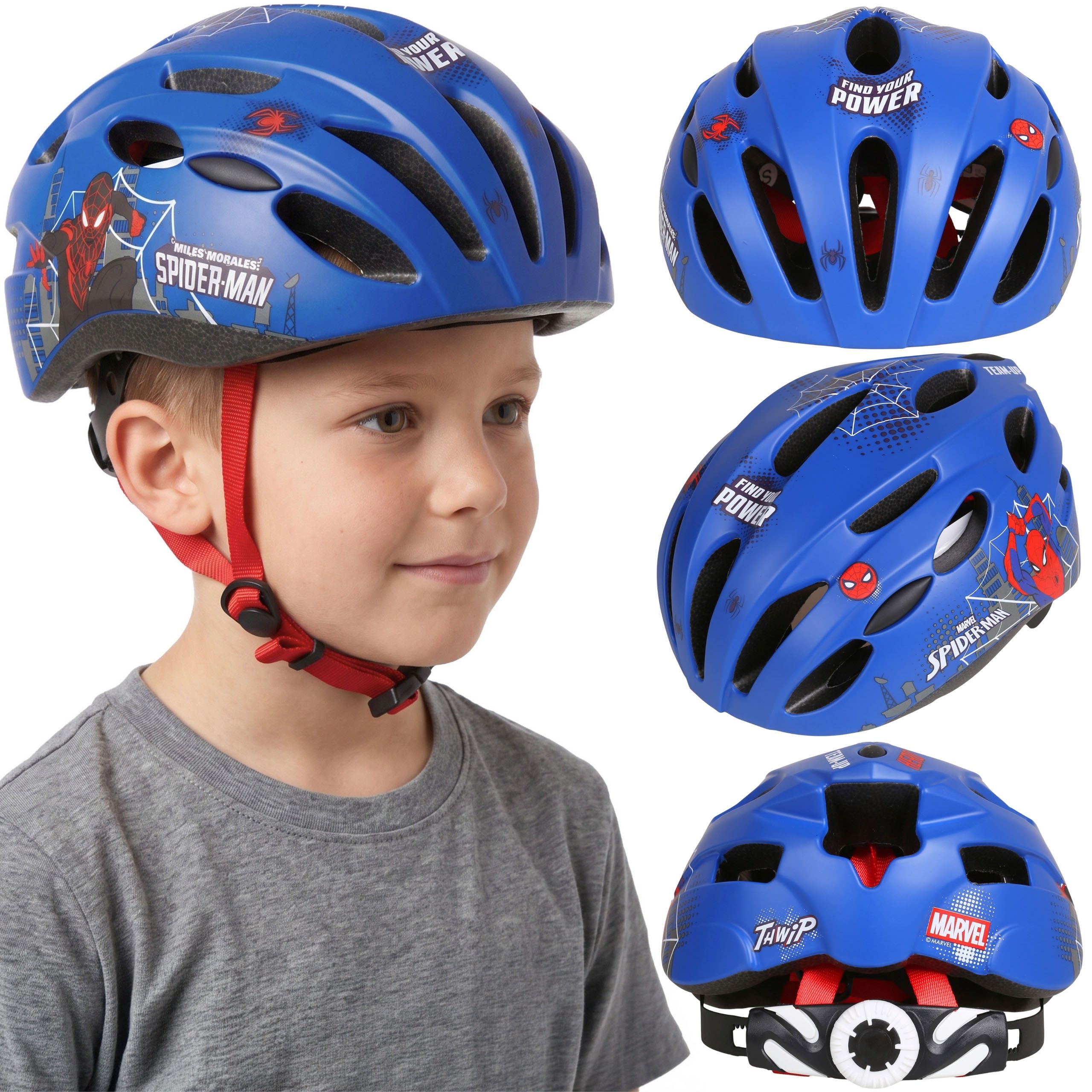 Sarcia.eu Kinderfahrradhelm MARVEL Spider-Man IN-MOLD Fahrradhelm Jungen, VERSTELLBAR 48–52 cm