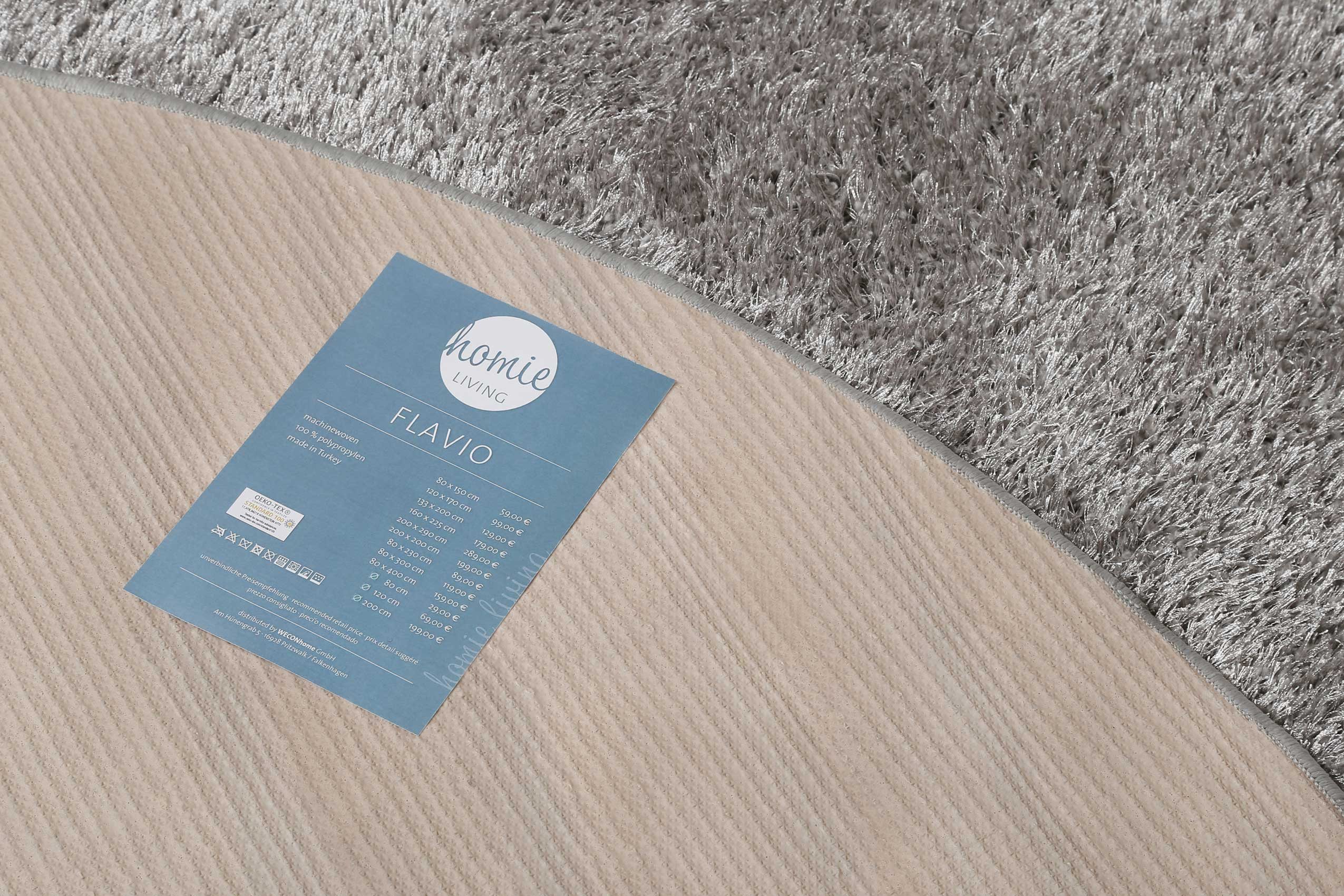 Homie Living Teppich Flavio, rund, Höhe: 30 mm, Hochflor, gewebt, weich, uni, Wohnzimmer, Schlafzimmer, waschbar