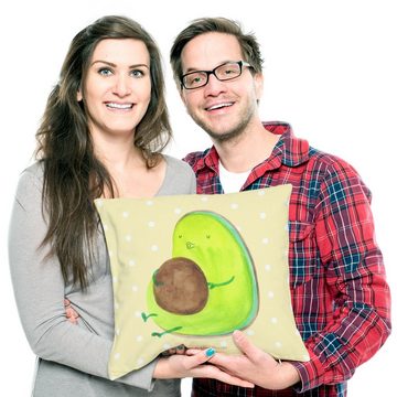 Mr. & Mrs. Panda Dekokissen Avocado pfeift - Gelb Pastell - Geschenk, Abnehmen, Sofakissen, Motiv