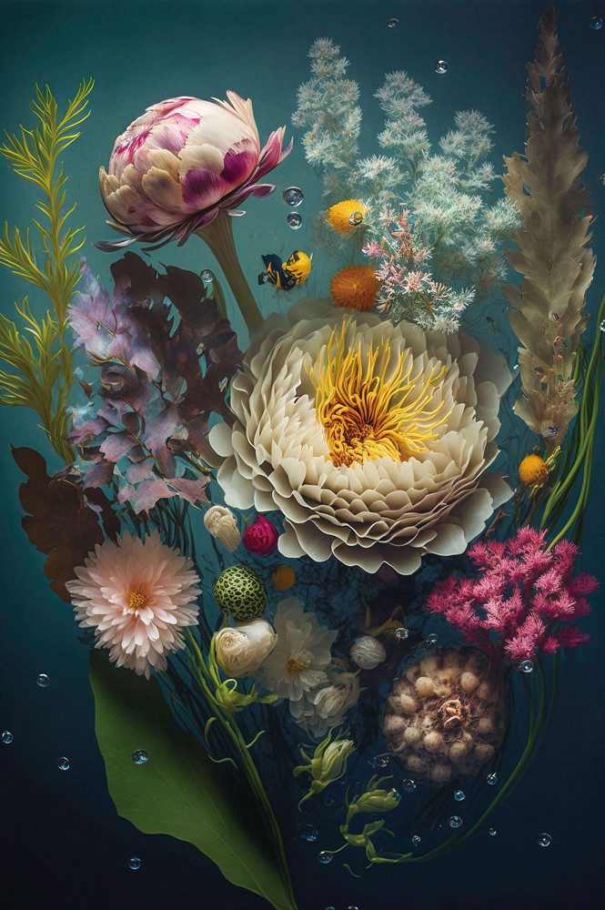 ArtUniverse Glasbild Water Flowers 80 x 120 cm, Naturmotiv