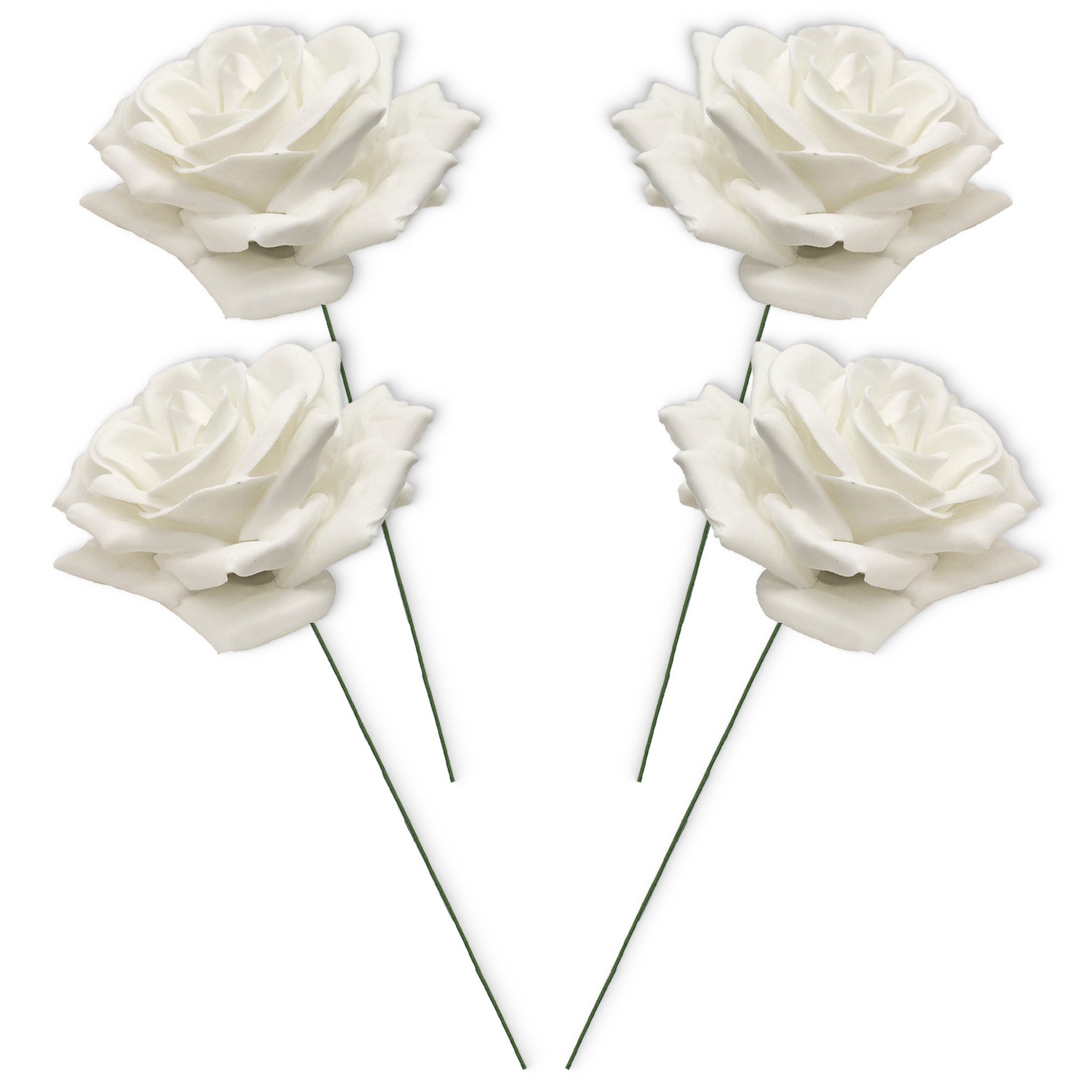 matches21 HOME & HOBBY Bastelnaturmaterial Große Wachs-Blüten Textil-Rosen 4er Set Kunst-Rosen perlmutt, (4-tlg), Wasserfeste Wachs-Rosen als haltbare Deko-Rosen für Blumengestecke