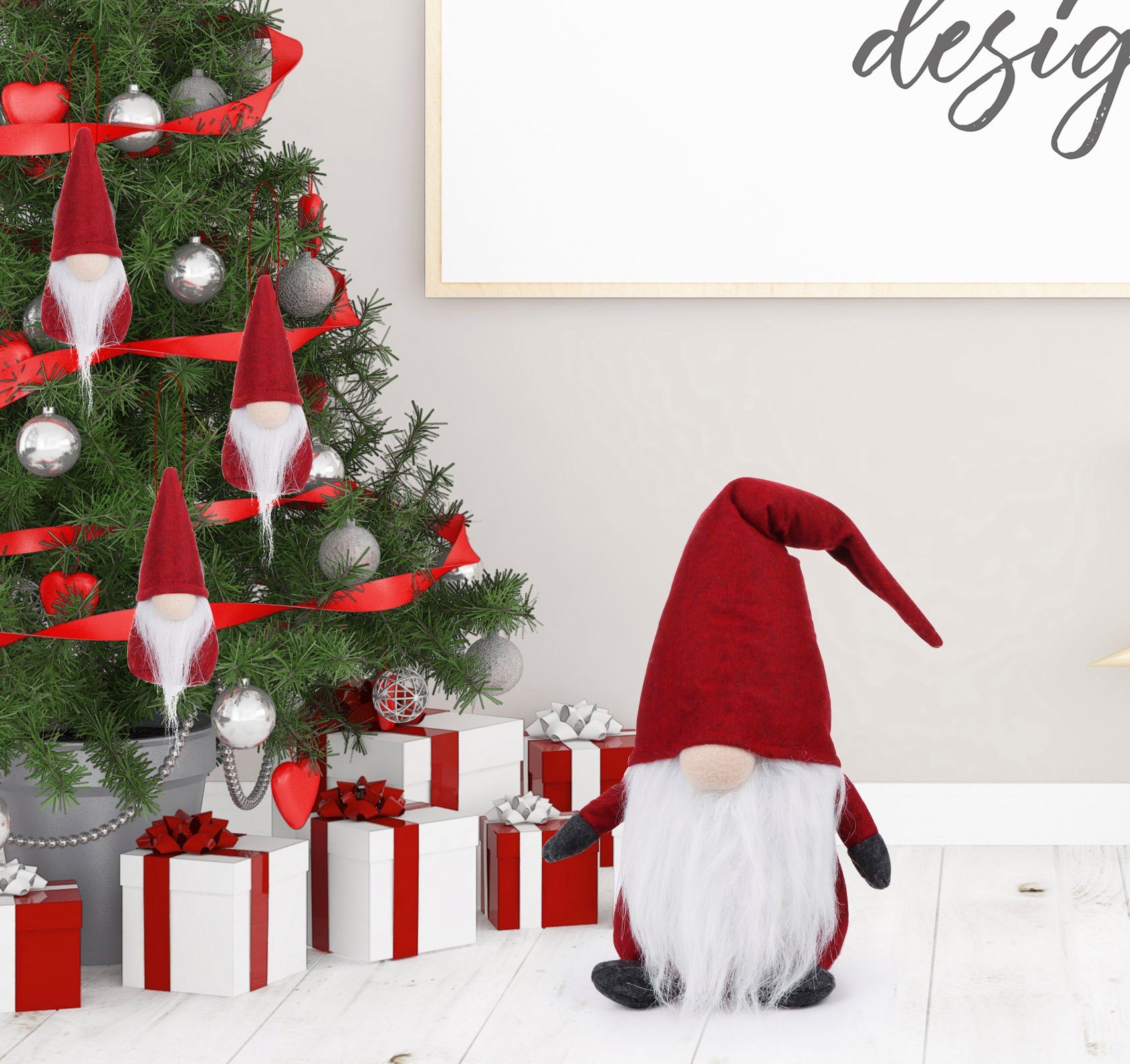 Geschenke 4 Dekofigur Schwedischen Weihnachten Weihnachten Kinder Deko für Zwerg Weihnachtsmann (Set, Rot Homewit Wichtel, Tomte Gnom Familie Ostern Santa Skandinavischer St., Christbaumschmuck),