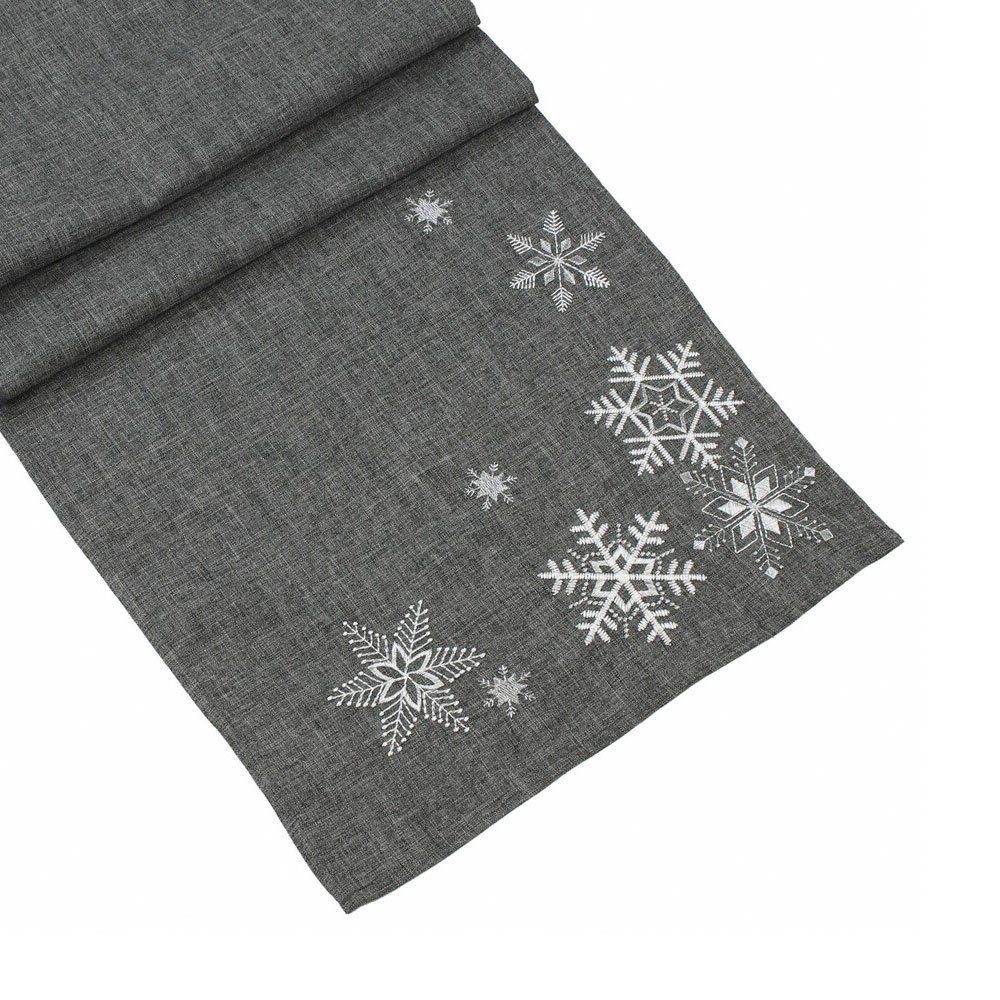 Home-trends24.de Tischläufer Tischläufer Weihnachtsdeko Grau Eiskristalle 4 günstig online kaufen