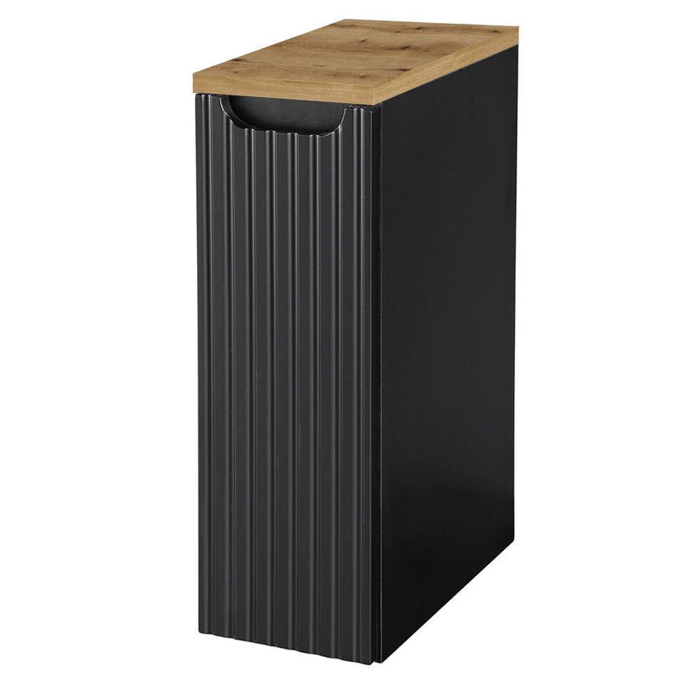 en.casa Unterschrank »Skelbolu« mit einer Tür 20 x 60 x 40 cm gerillt Schwarz/Eiche