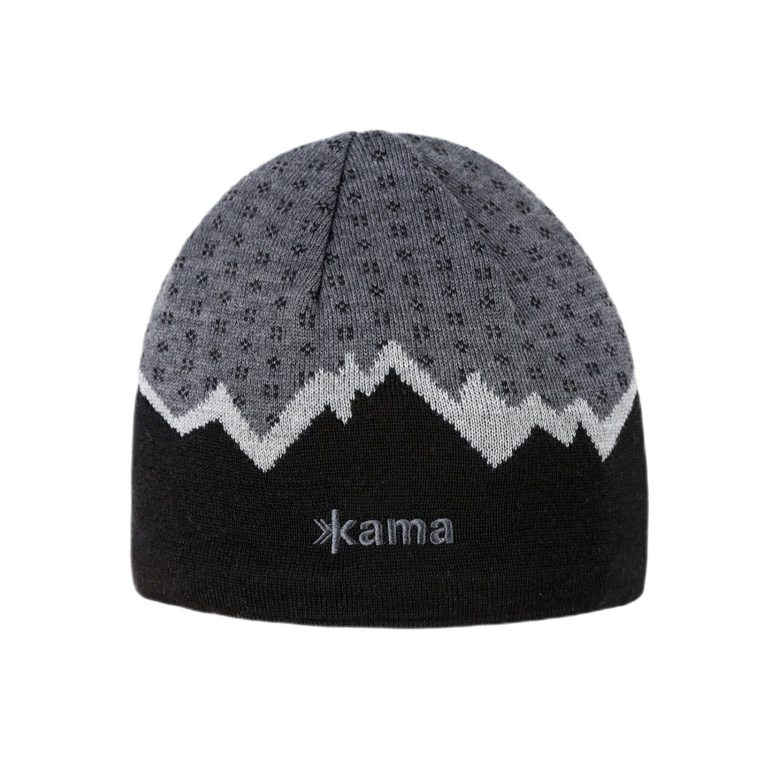 Strickmütze (Beanie) A169 Kamakadze Merino - schwarz/grau - 1 Stück