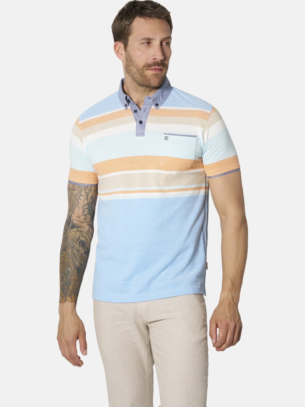 Babista Poloshirt LORIENZA mit fein gestreiftem Webkragen