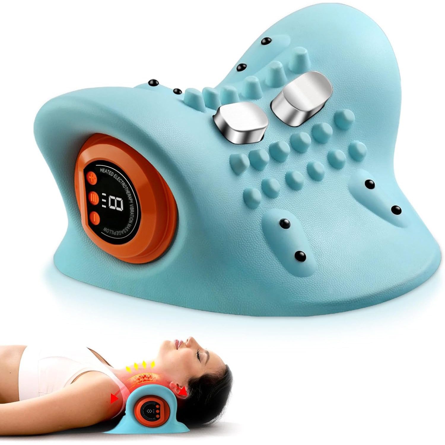 MODFU Nacken-Massagegerät Tragbarer Massager Schulter- und Rückenmassagegerät, Nacken- und Schulter-Massagegerät mit Vibration Magnetfeld 1-tlg., mit 3 Modi 6 Intensitätsstufen, Massagehilfe gegen Verspannungen, Geschenkidee für Büro Zuhause Reisen