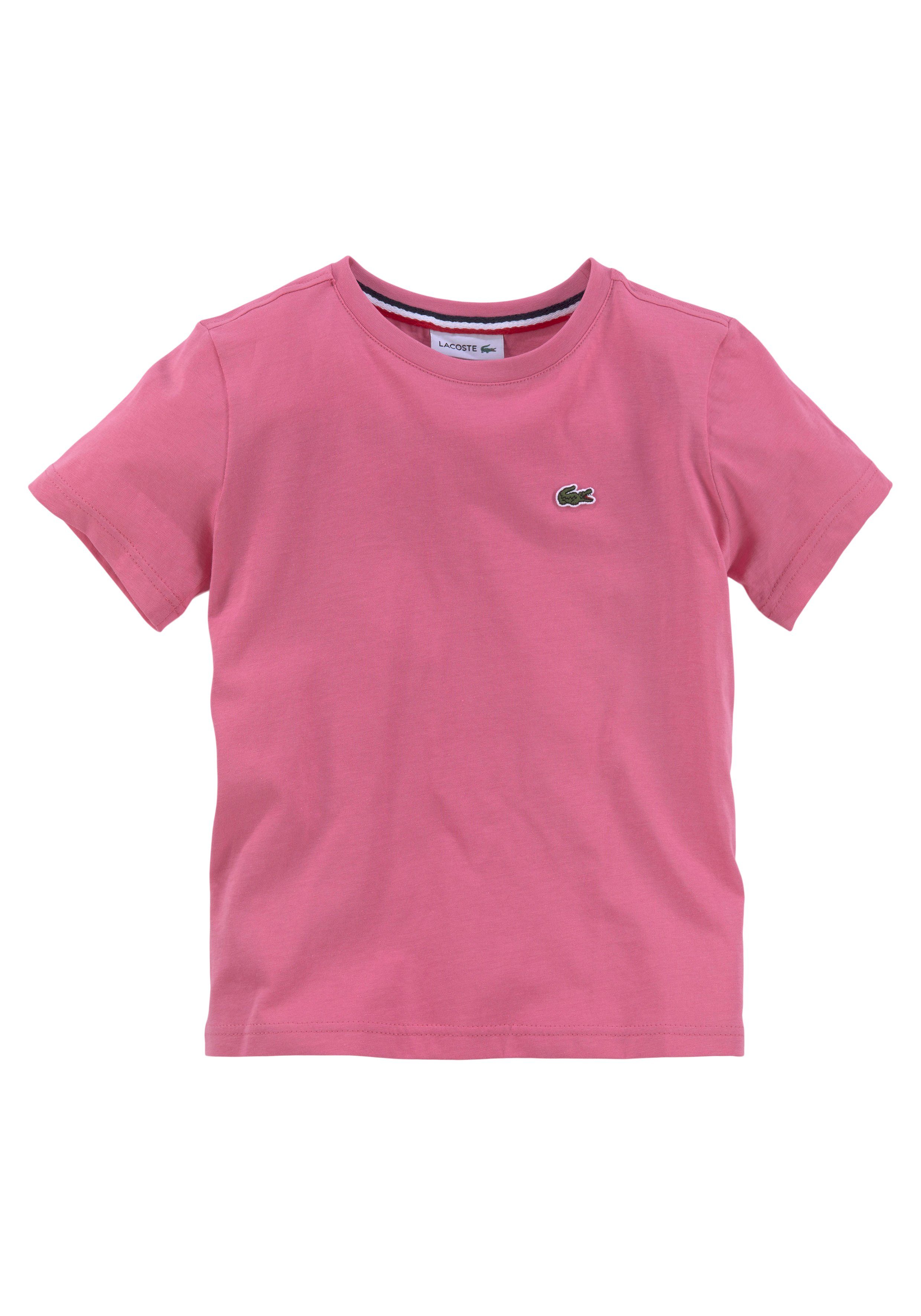 Rundhalsausschnitt pink T-Shirt Lacoste reseda mit