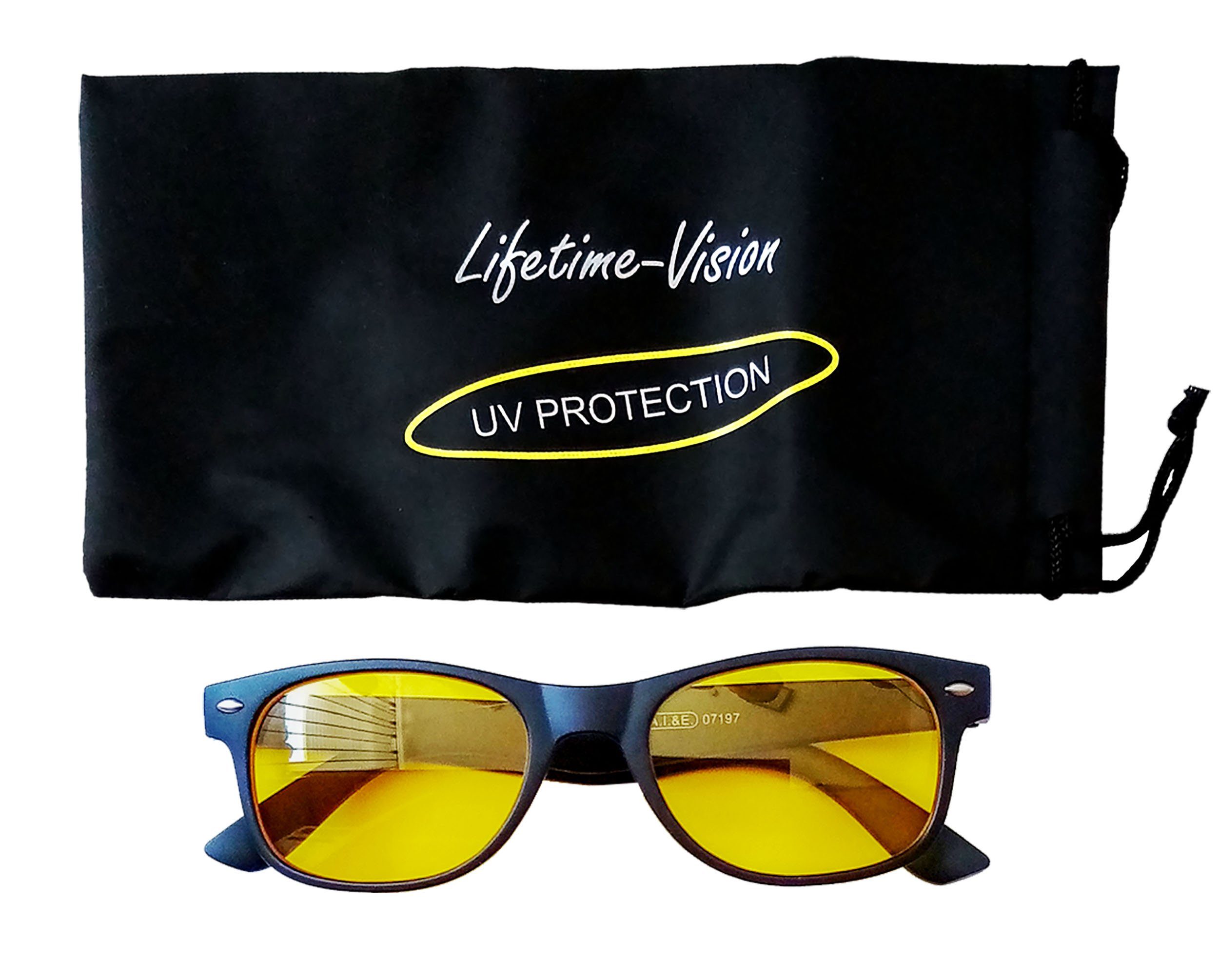 blendfreie UV-Protection Beutel 78 NACHTSICHT Fahrradbrille Dunlop (aus Auto Nachtsichtbrille Kunststoff), Nachtfahrbrille Kontrastbrille Linsen BRILLE Kontrast