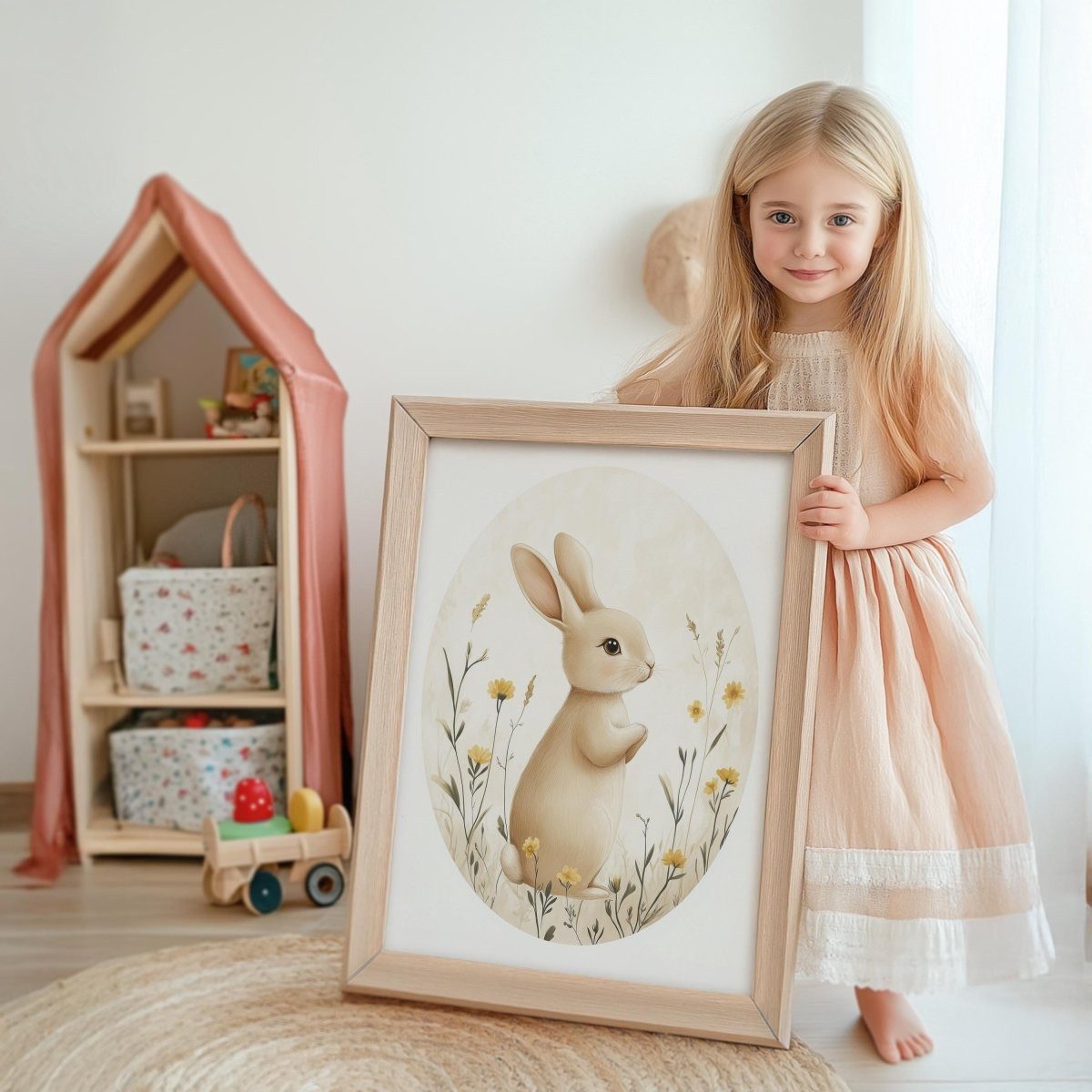 JUSTGOODMOOD Poster süße Hasen Kinderzimmer Geschenkidee für Kinder Babyzimmer Deko Modern, B (1 St) – Bild 2 von 5