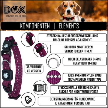 DDOXX Hunde-Halsband Hundehalsband Nylon, reflektierend, verstellbar, Lila Xs - 1,0 X 21-30 Cm
