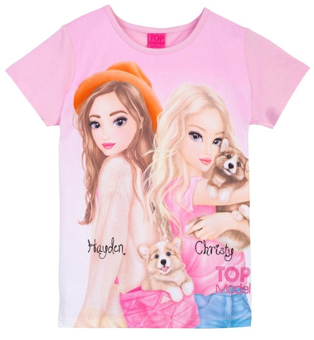 TOPModel T-Shirt TOPModel T-Shirt Hayden + Christy mit Hund rosa (1-tlg)