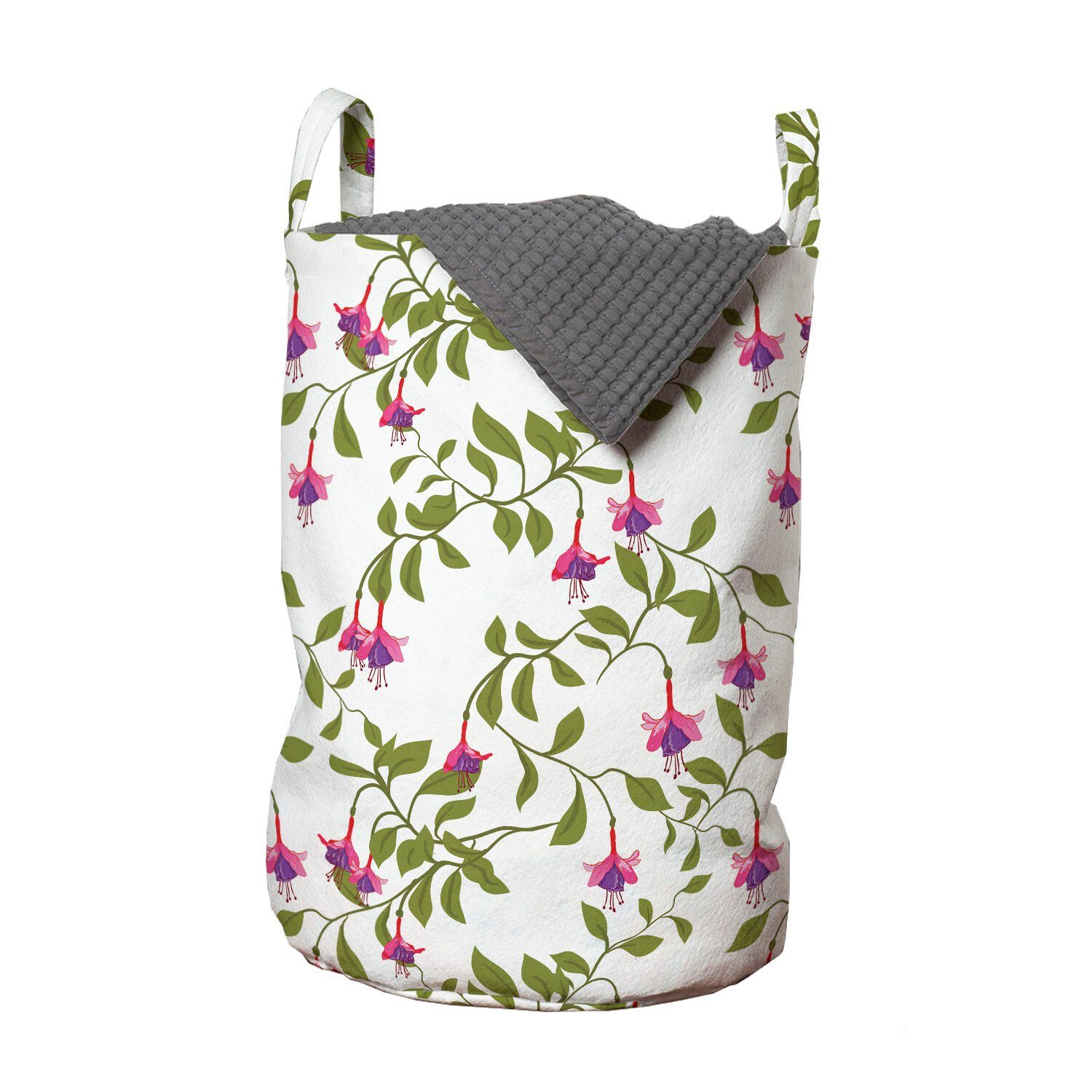 Abakuhaus Wäschesäckchen Wäschekorb mit Griffen Kordelzugverschluss für Waschsalons, Blume Fuchsia Blume in der Blüte