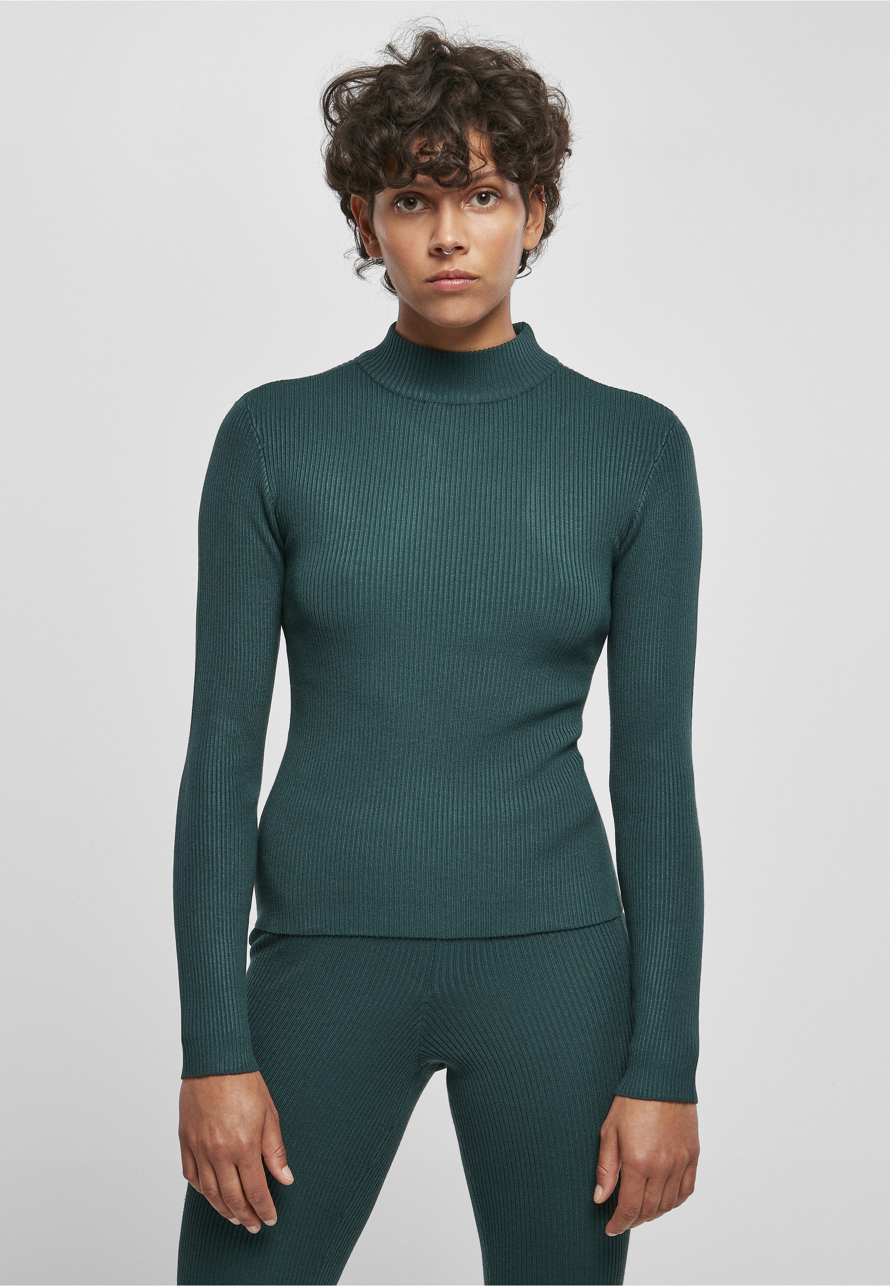URBAN CLASSICS Longsweatshirt Urban Classics Damen Ladies Rib Knit Turtelneck Sweater (1-tlg)