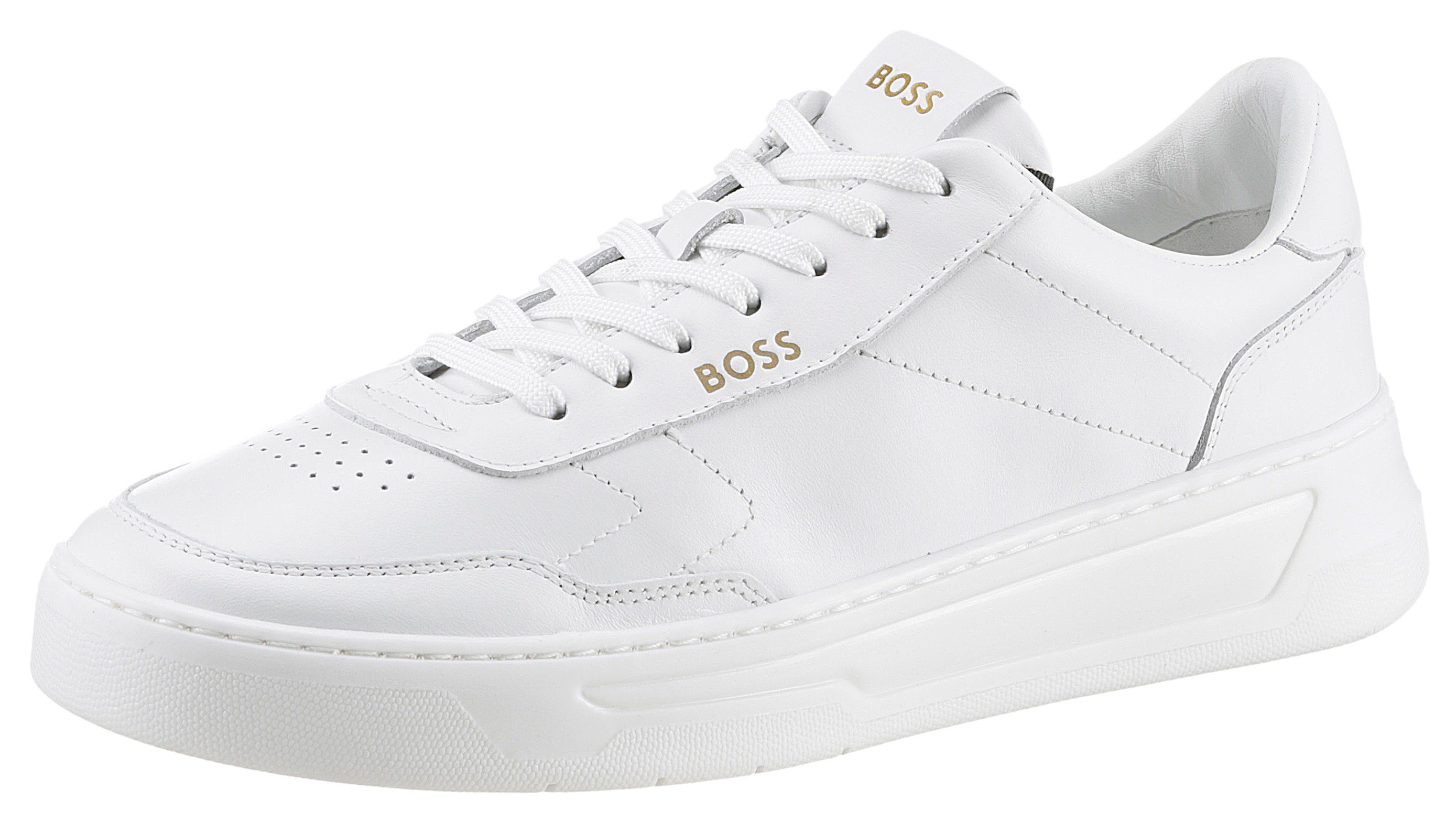 BOSS Baltimore Sneaker mit goldfarbenem BOSS-Logo, Freizeitschuh, Halbschuh, Schnürschuh