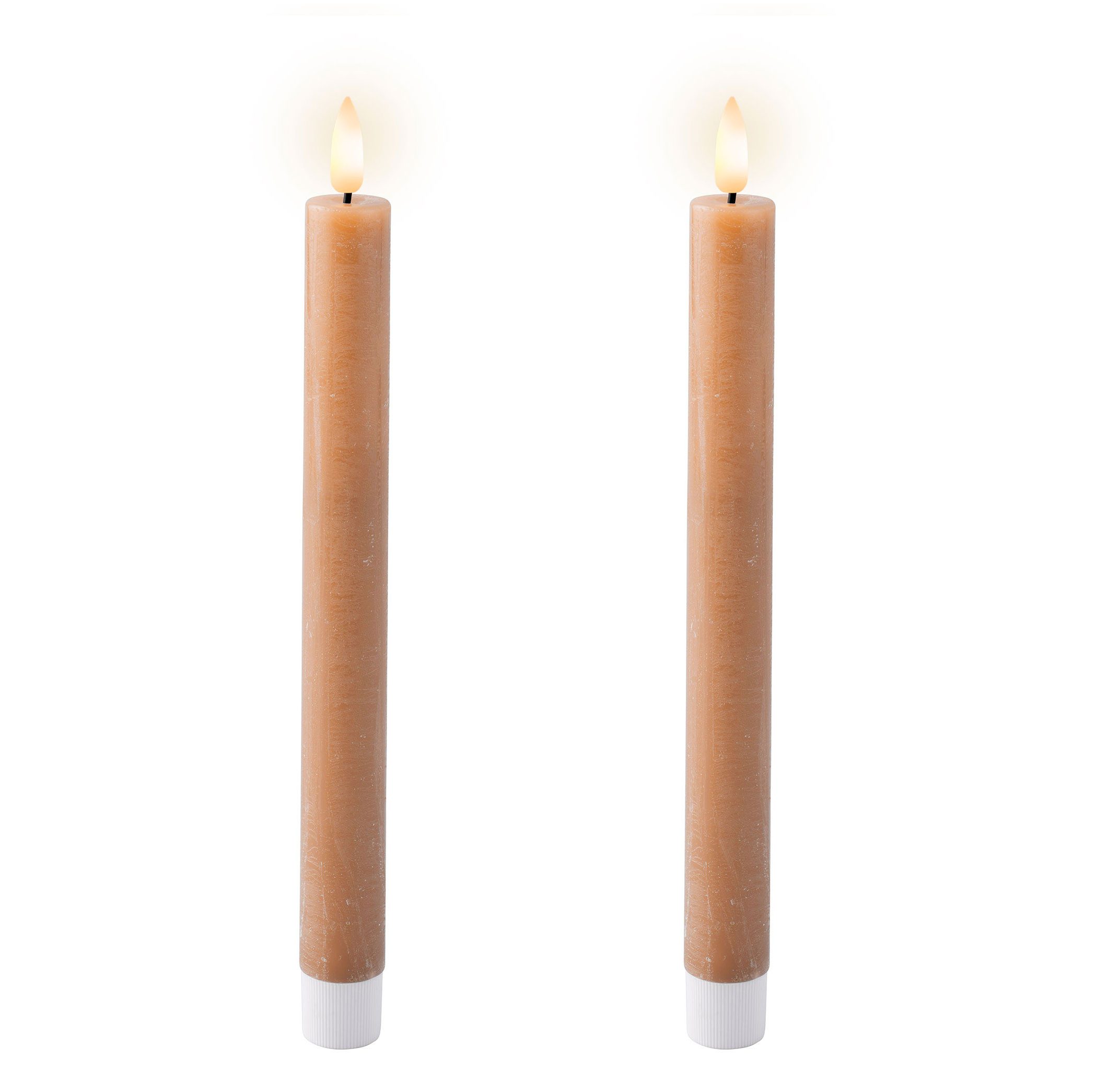 Lumineo LED-Kerze, Timer, warmweiß, LED Kerzen 24cm mit Timerfunktion Wachs 2 Stück Hellbraun / Warmweiß
