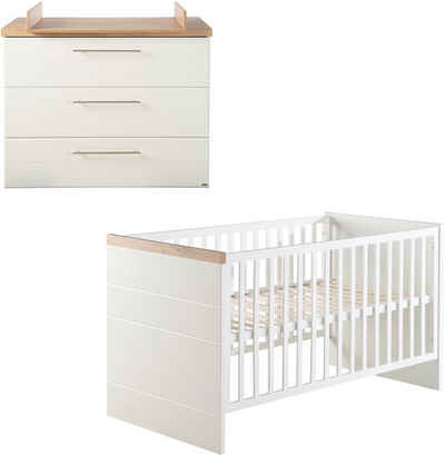 roba® Babymöbel-Set Nele, (Spar-Set, 2-St., Kinderbett, Wickelkommode), mit Kinderbett & Wickelkommode; Made in Europe