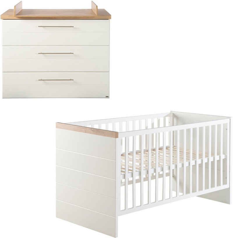 roba® Babymöbel-Set Nele, (Spar-Set, 2-St., Kinderbett, Wickelkommode), mit Kinderbett & Wickelkommode; Made in Europe