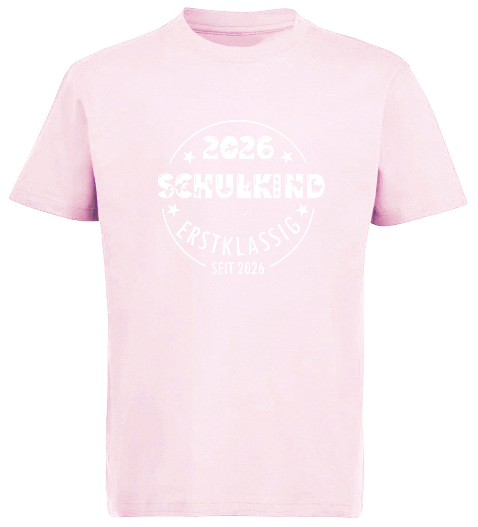 MyDesign24 T-Shirt Kinder Einschulungs T-Shirt 2026 Schulkind rosa kurzarm Regular Fit print Shirt i808