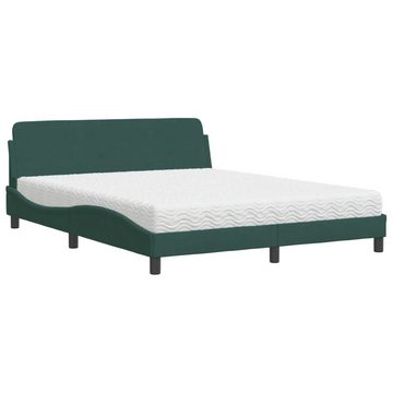 vidaXL Bett Bett mit Matratze Dunkelgrün 160x200 cm Samt