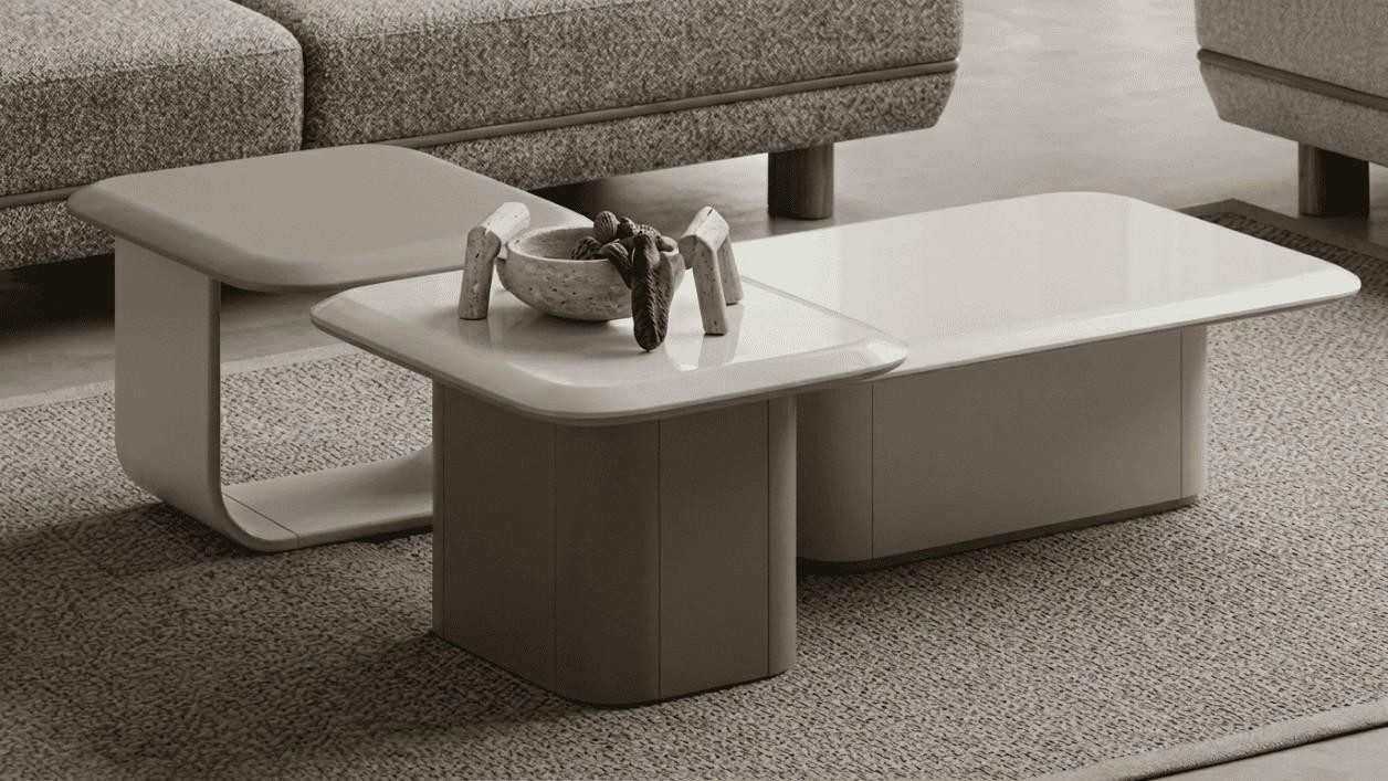 JVmoebel Couchtisch Graue Couchtische moderner Couchtisch-Set Wohnzimmer-Tisch luxuriös, Made in Europa