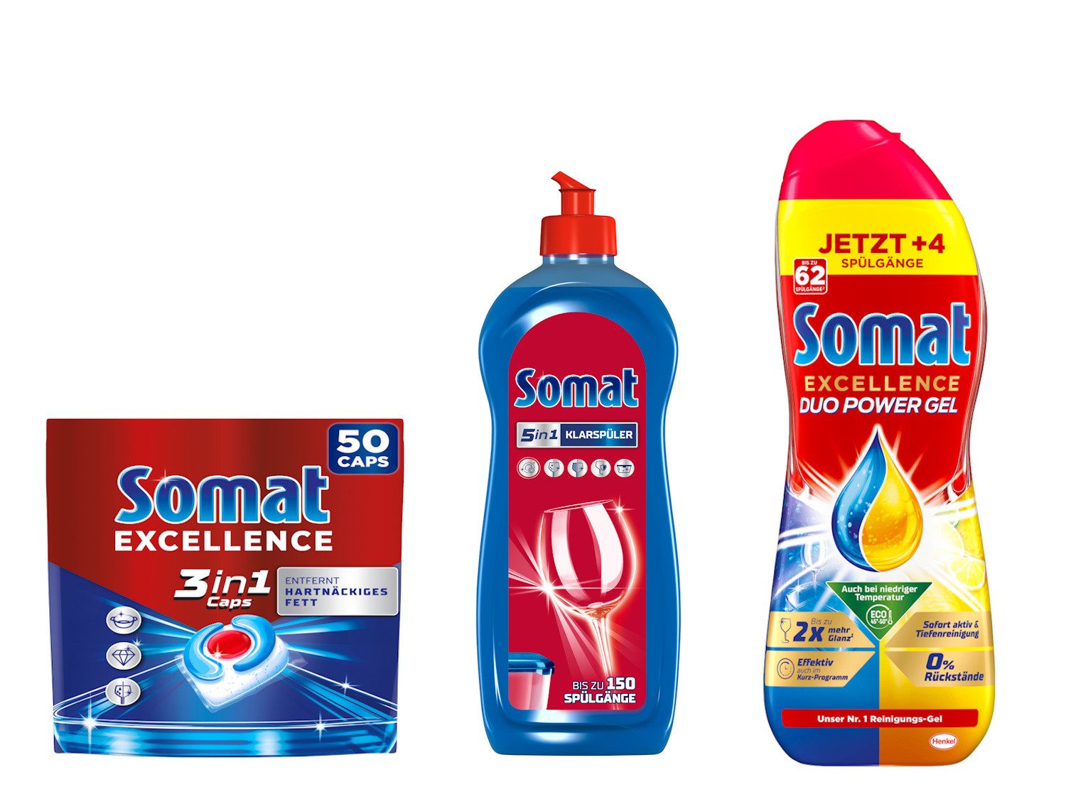 Somat SOMAT 3in1 Caps 50 St. + Duo Gel + Klarspüler 750ml Spülmaschinentabs