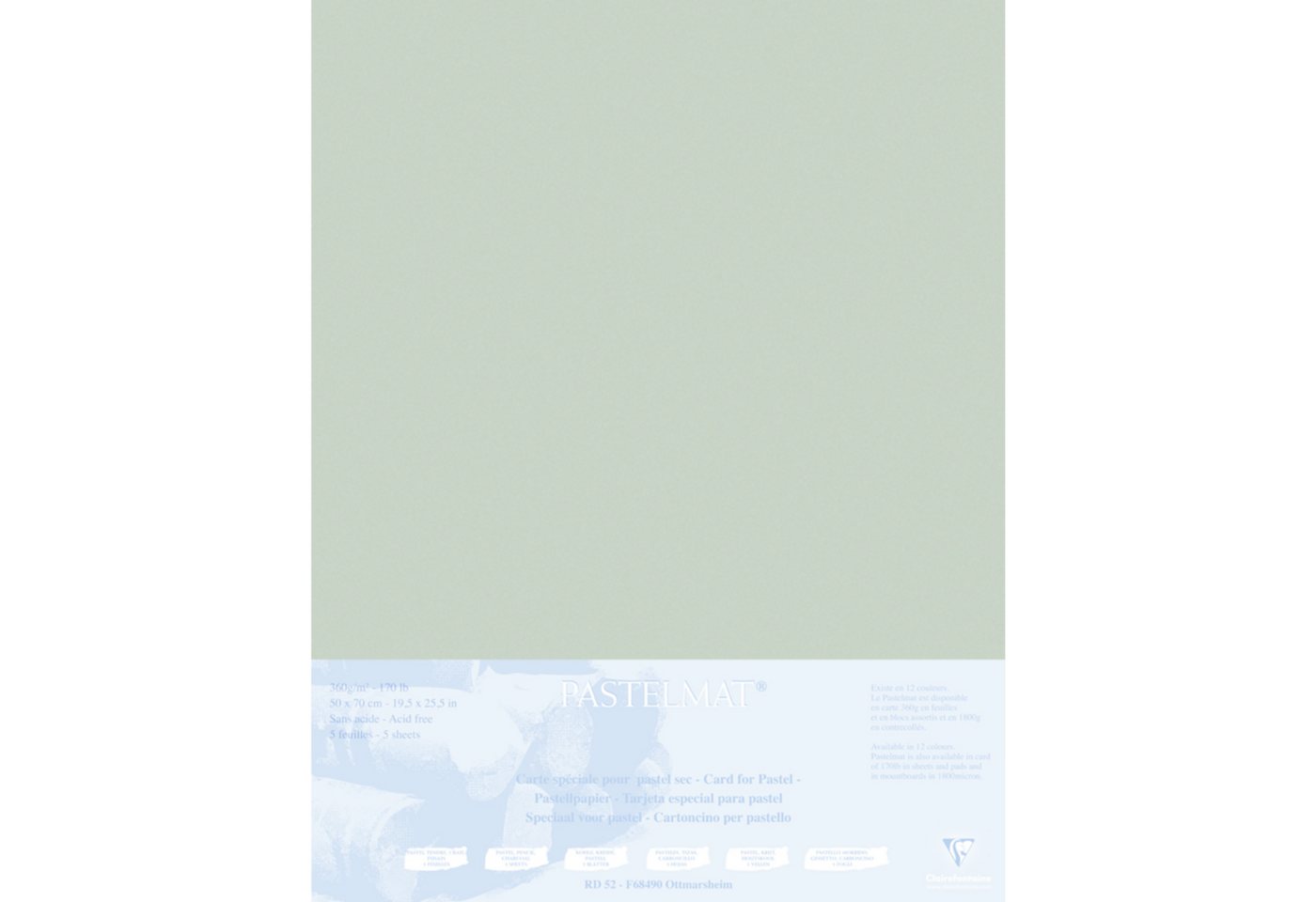 Thumbnail - CLAIREFONTAINE Zeichenpapier Papier für Pastellmalerei 5 Bogen 50x70cm Dunkelgrau 496019C, Kunst Clairefontaine