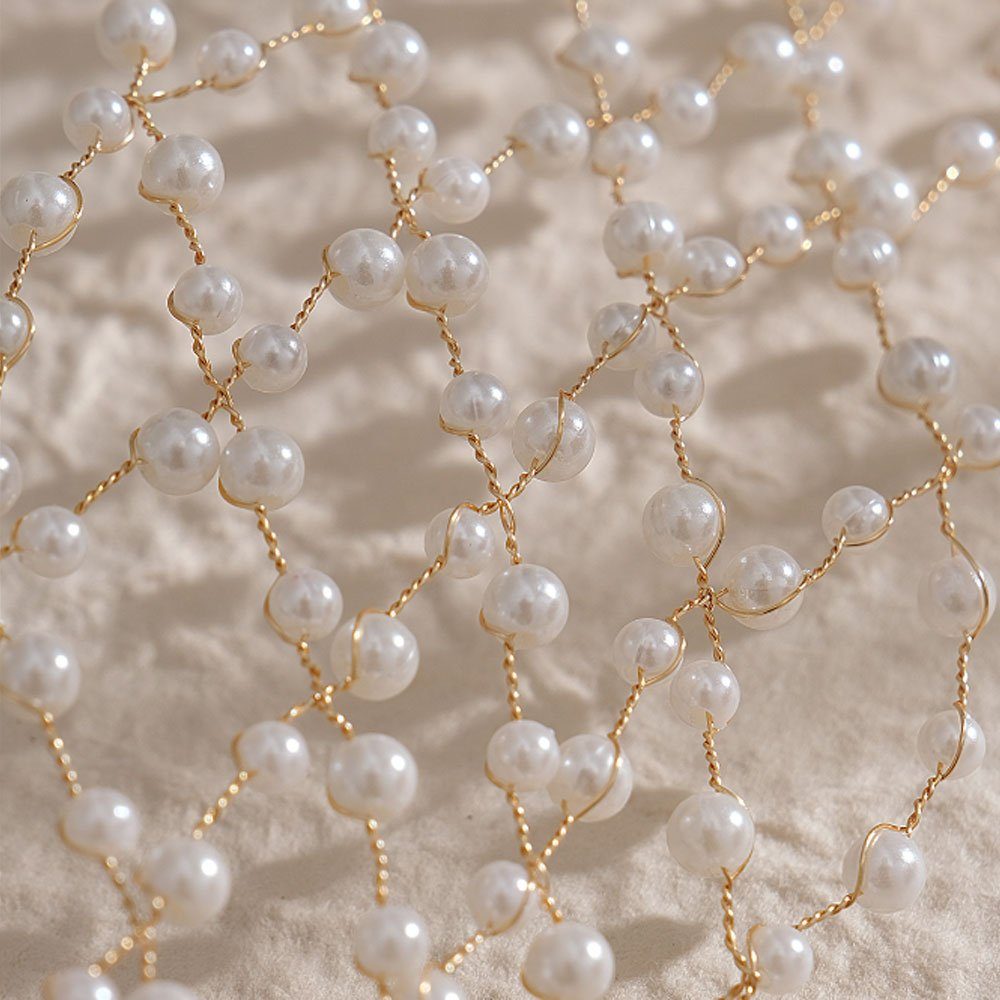 AUzzO~ Diadem Kopfbedeckungen Brautkrone für Haarschmuck Hochzeit Bräute Stück), Perlen-Haarbänder (1