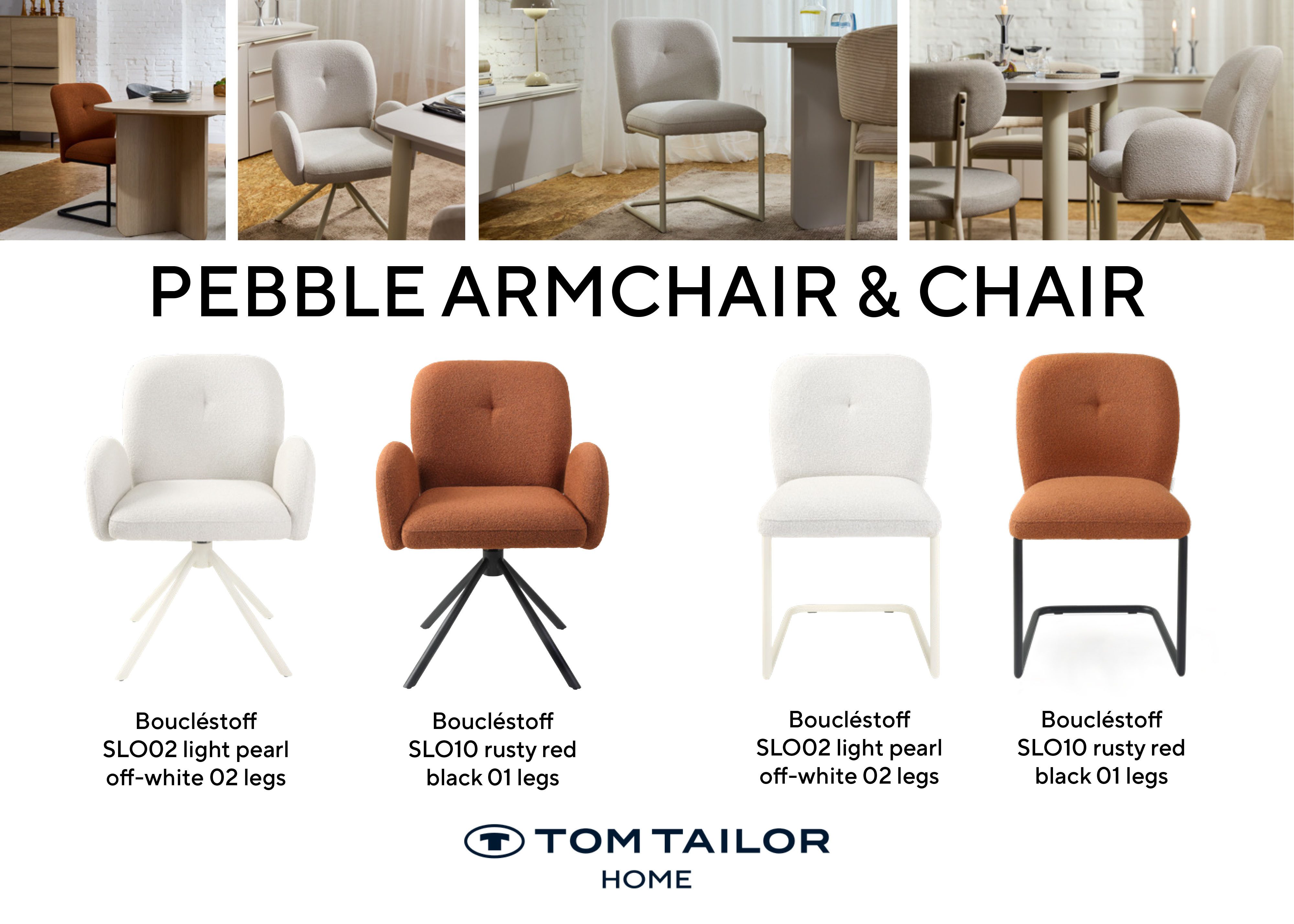 TOM TAILOR HOME Freischwinger PEBBLE CHAIR (Set, 2 St), Esszimmerstuhl, Freischwinger, 140 kg belastbar, Rundrohrgestell