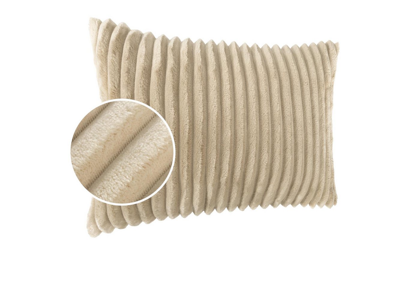 Kisska Dekokissen LILLI BIG CORD Velour Ambiente dekorieren, Kissenüberzug ohne Füllung BIG-Cord UNI 50x30cm Einfarbig Creme