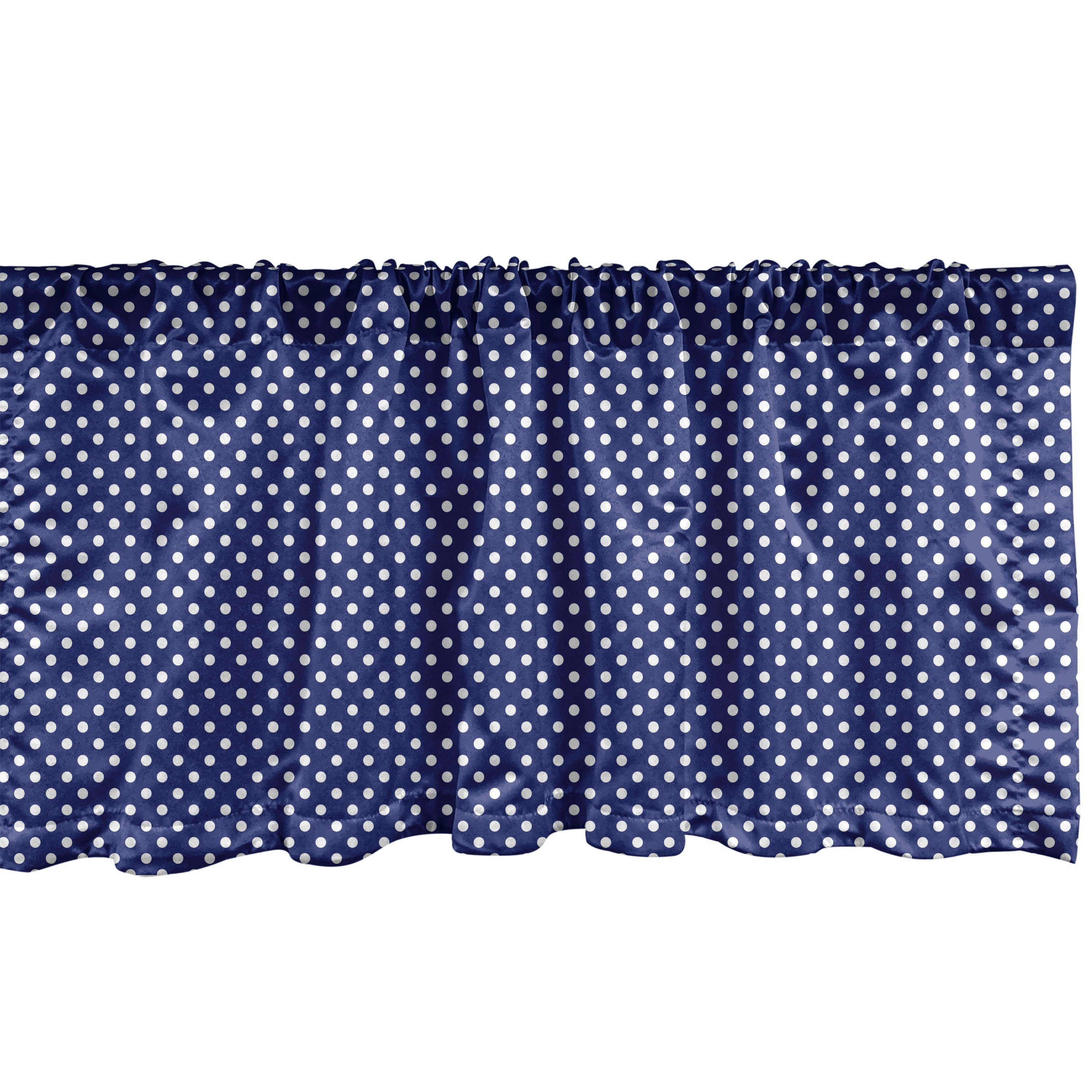Scheibengardine Vorhang Volant für Küche Schlafzimmer Dekor mit Stangentasche, Abakuhaus, Microfaser, Navy blau Nautical Tupfen