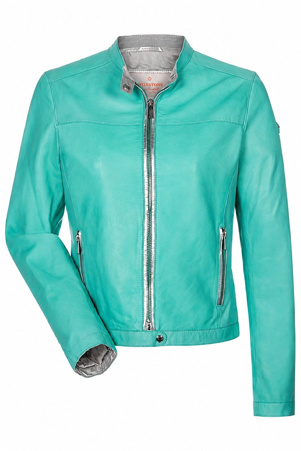 Milestone Lederjacke Fabiana Femininer Premium-Look mit eleganten Metallic-Details
