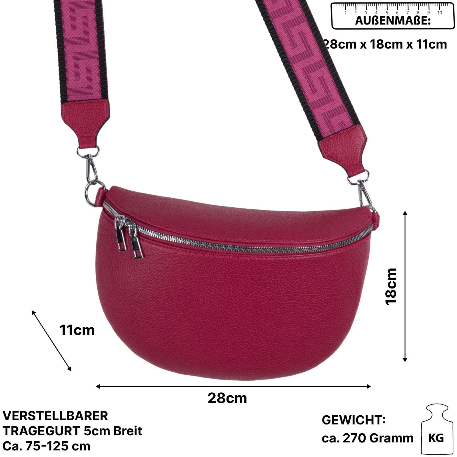 XL EAAKIE Crossbody-Bag Schultertasche, Gürteltasche Umhängetasche CrossOver, Italy, Bauchtasche als FUCHSIA tragbar Hüfttasche Umhängetasche Kunstleder
