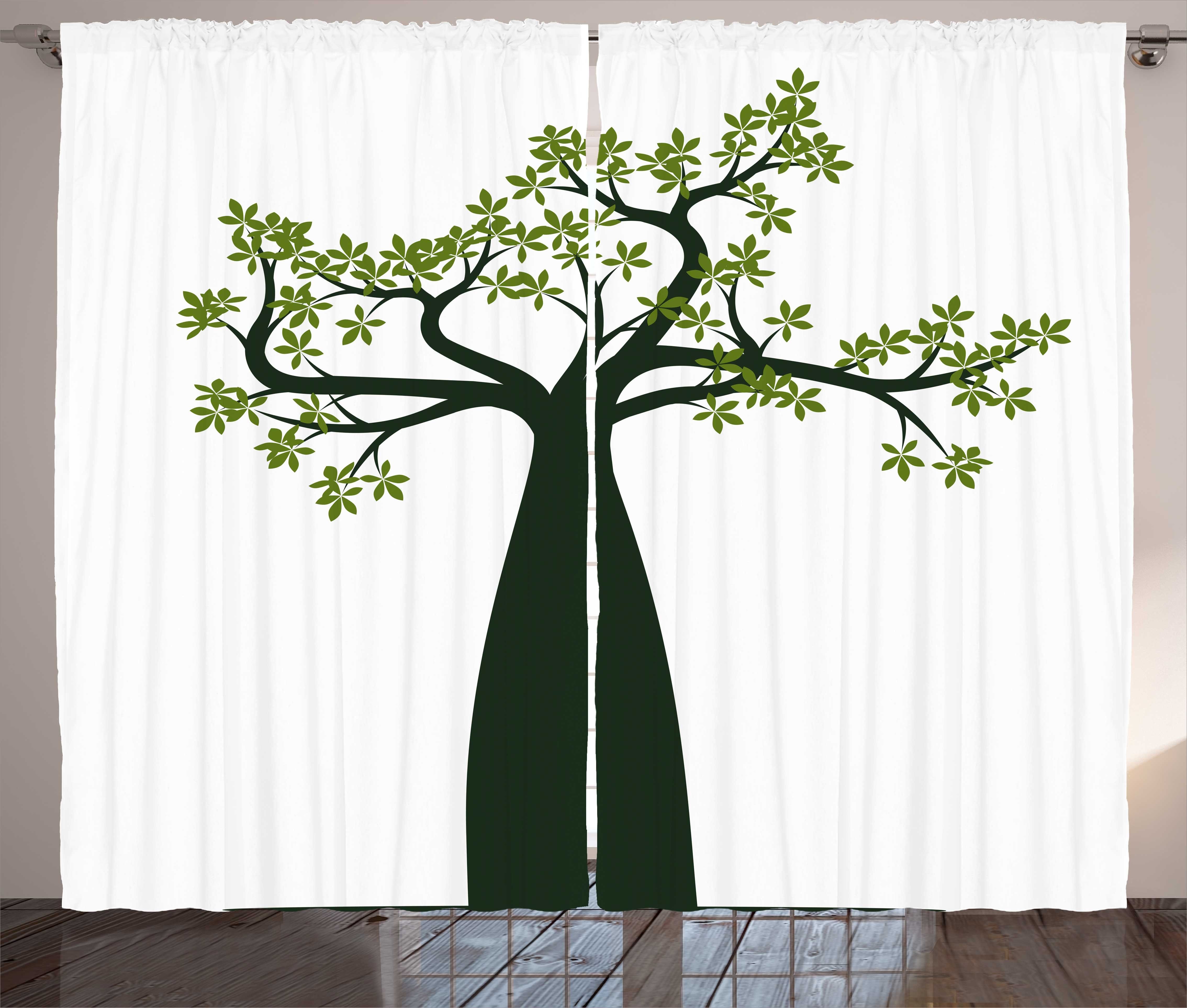 Gardine Schlafzimmer Kräuselband Vorhang mit Schlaufen und Haken, Abakuhaus, Baum Baobab Endemic Botanik Garten