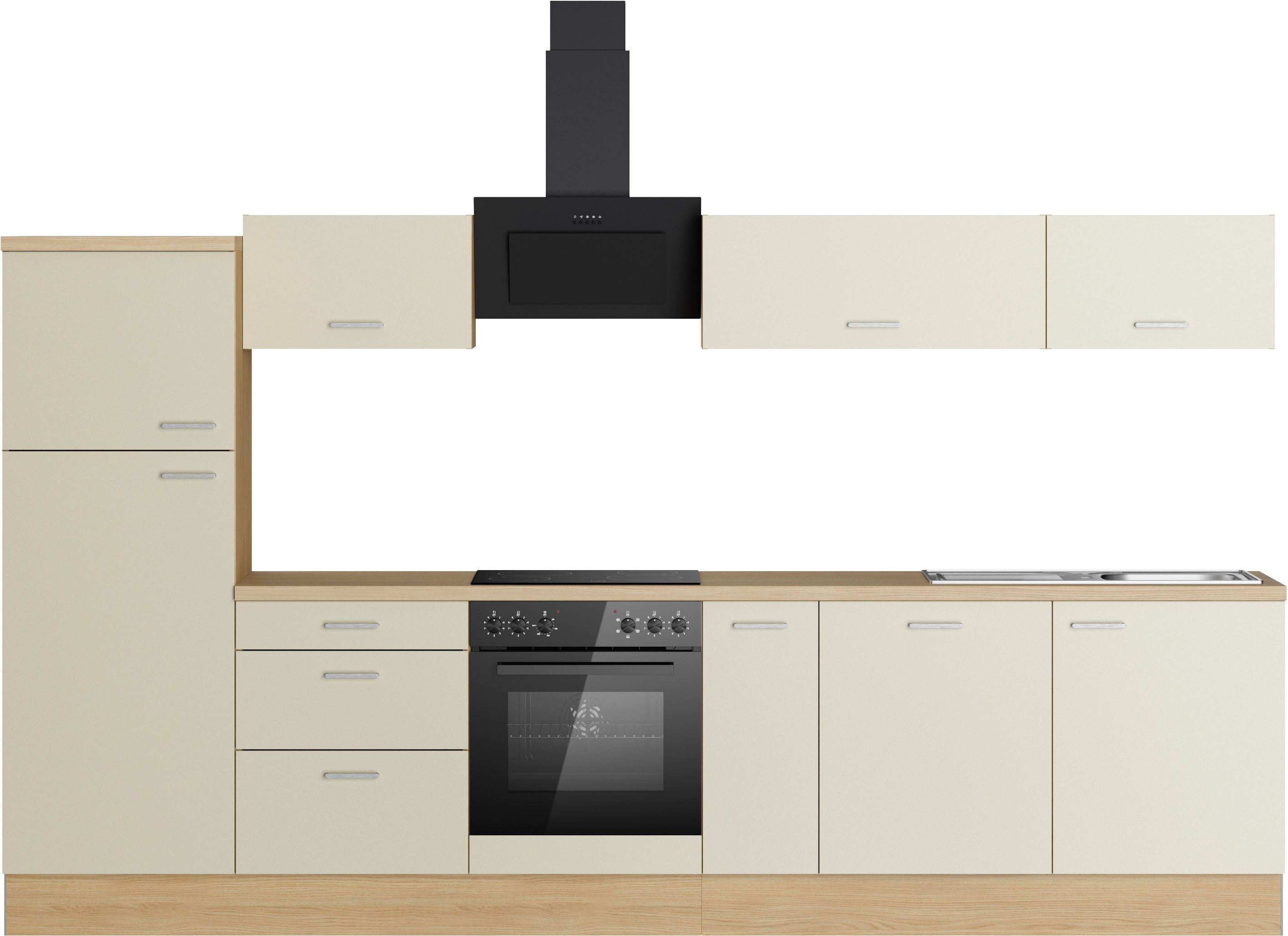 KOCHSTATION Küchenzeile KS-Sion, Breite 330 cm, schnelle Montage mit OPTIsnap, wahlweise mit E-Geräten