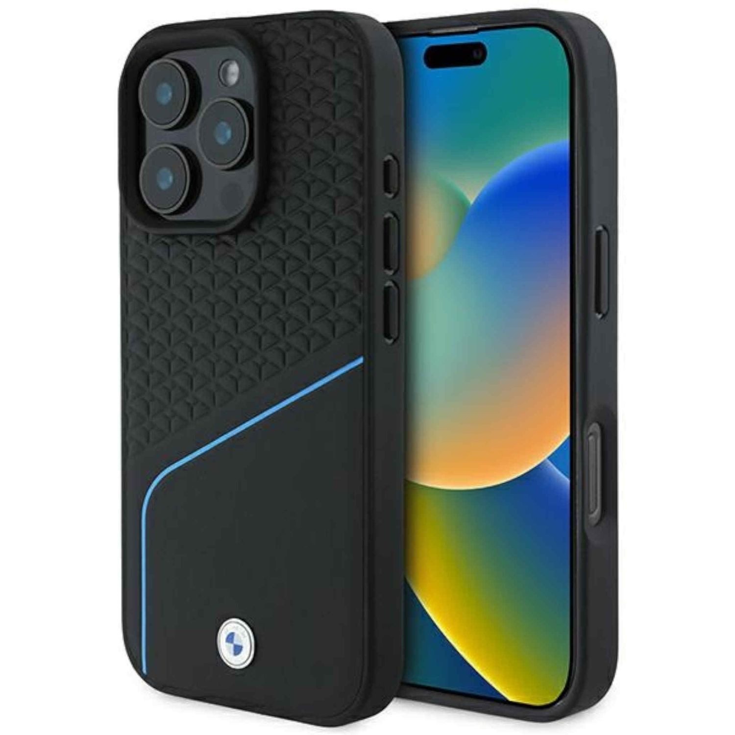 BMW Smartphone-Hülle BMW Apple iPhone 16 Pro Hardcase Sign Leather Textured Line MagSafe