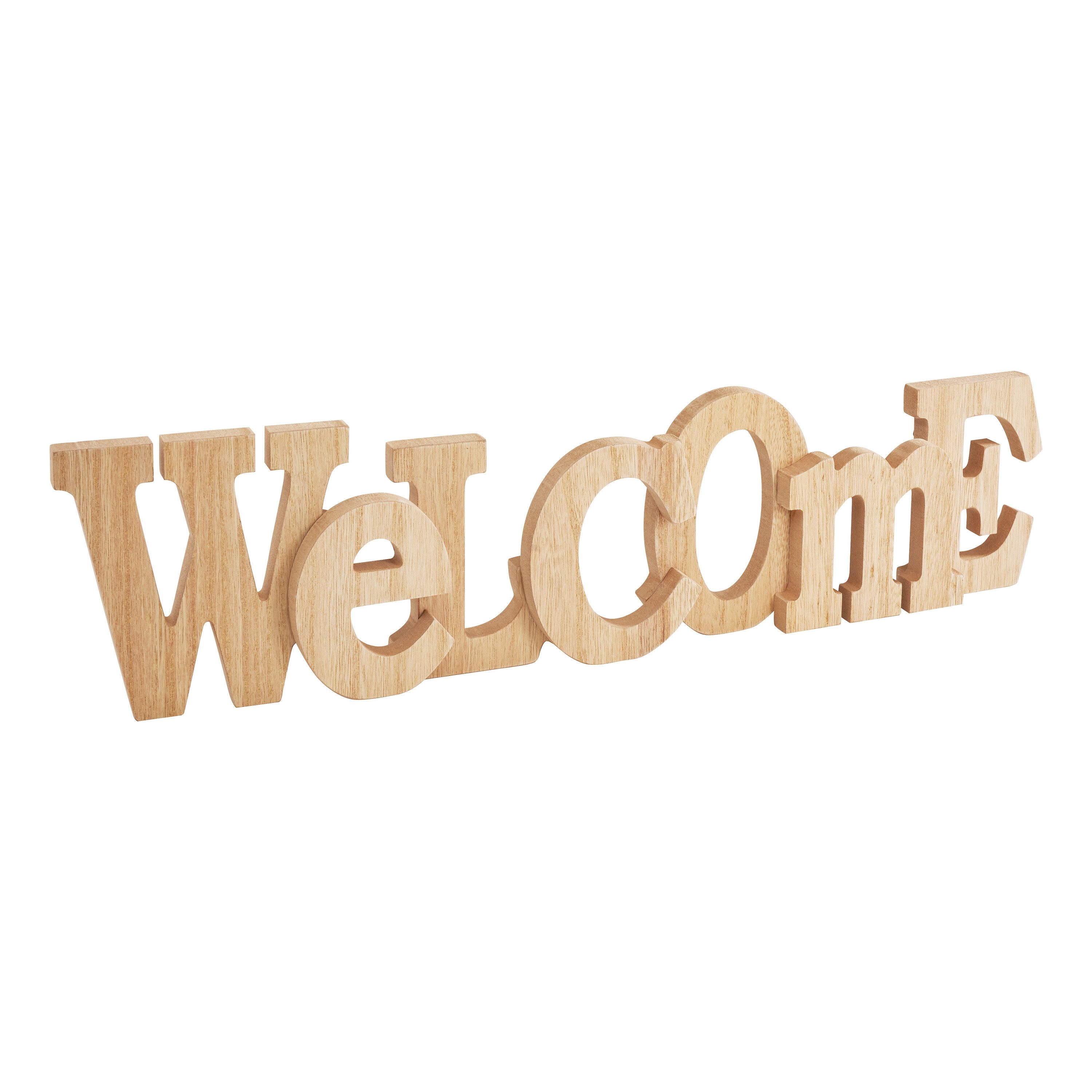 Wanddekoobjekt Holz-Schriftzug Welcome