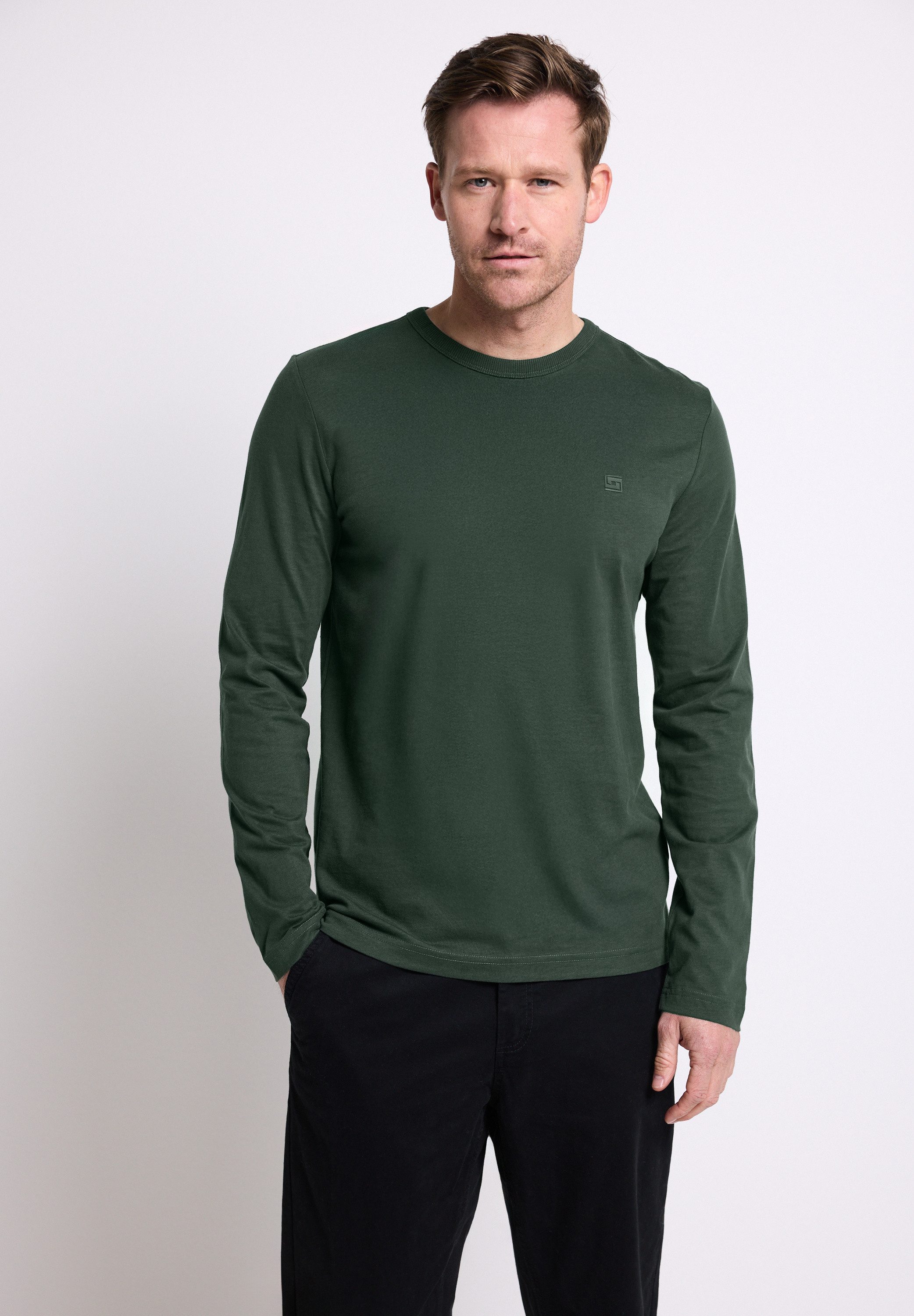 STREET ONE MEN Langarmshirt aus reiner günstig online kaufen
