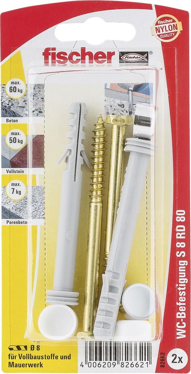 fischer Schrauben- und Dübel-Set Fischer WC Befestigung 8.0 x 60 mm - 8 Stück – Bild 5 von 5