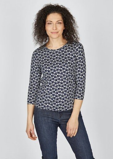 mit Rabe 3/4-Arm-Shirt Allover-Muster