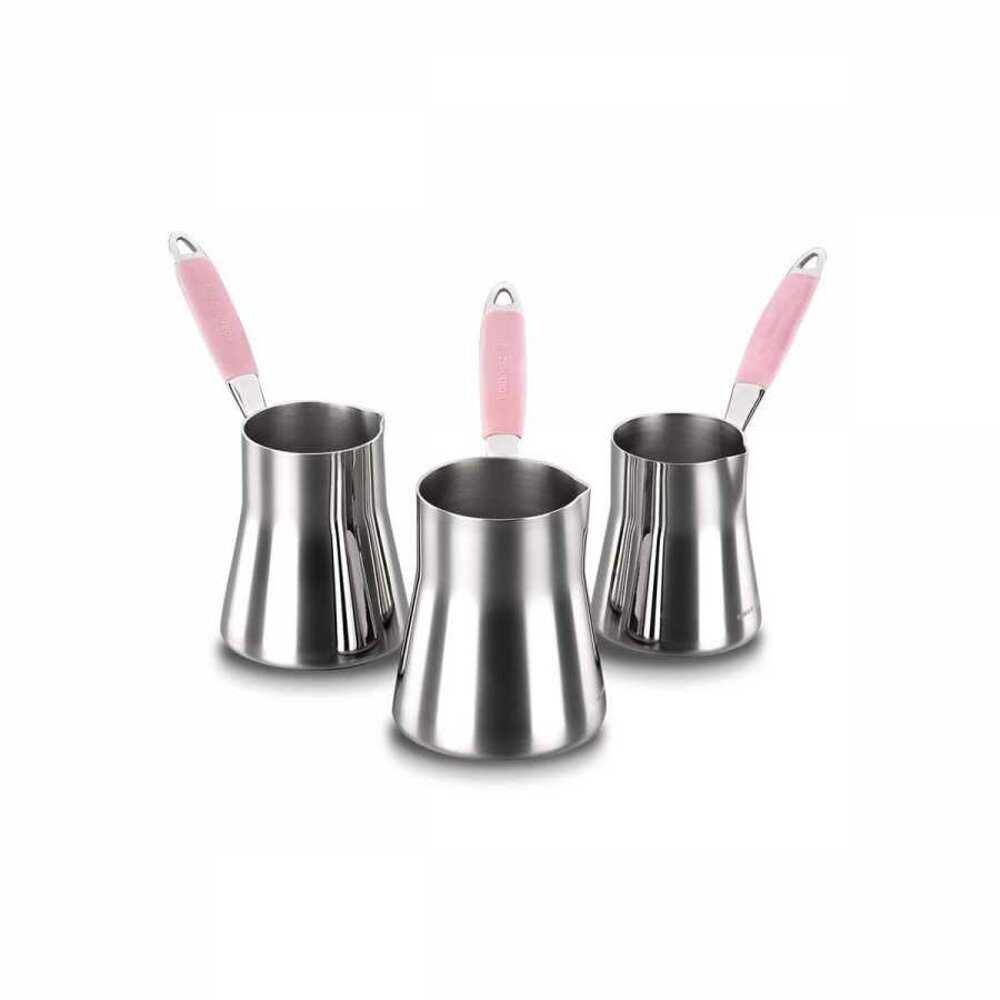 Korkmaz Teekanne Korkmaz A126-01 Flora türkischer Kaffeekanne Set, 3 teilig, rosa