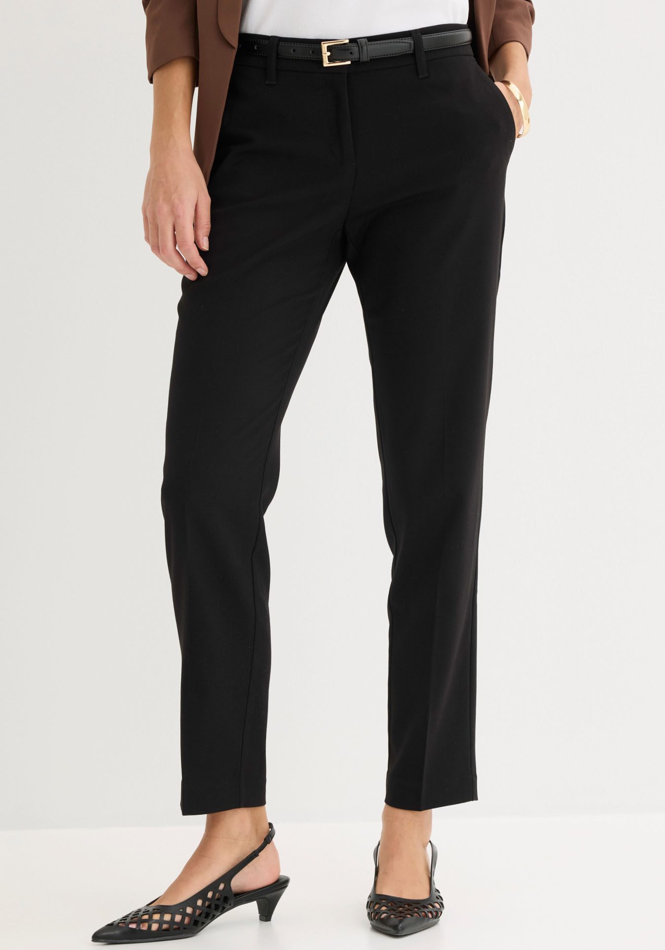 bonprix Anzughose aus Polyester, Viskose und Elasthan, schmale Passform