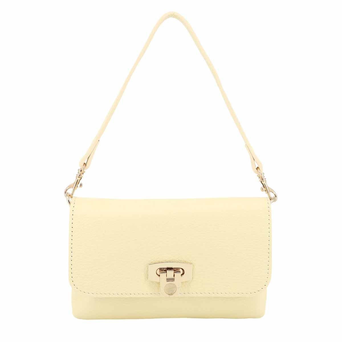 ITALYSHOP24 Schultertasche Made in Italy Damen Leder Tasche Mini Bag Ketten Crossbody Handytasche, Überschlagtasche Clutch Abendtasche Smartphone Handtasche CrossOver